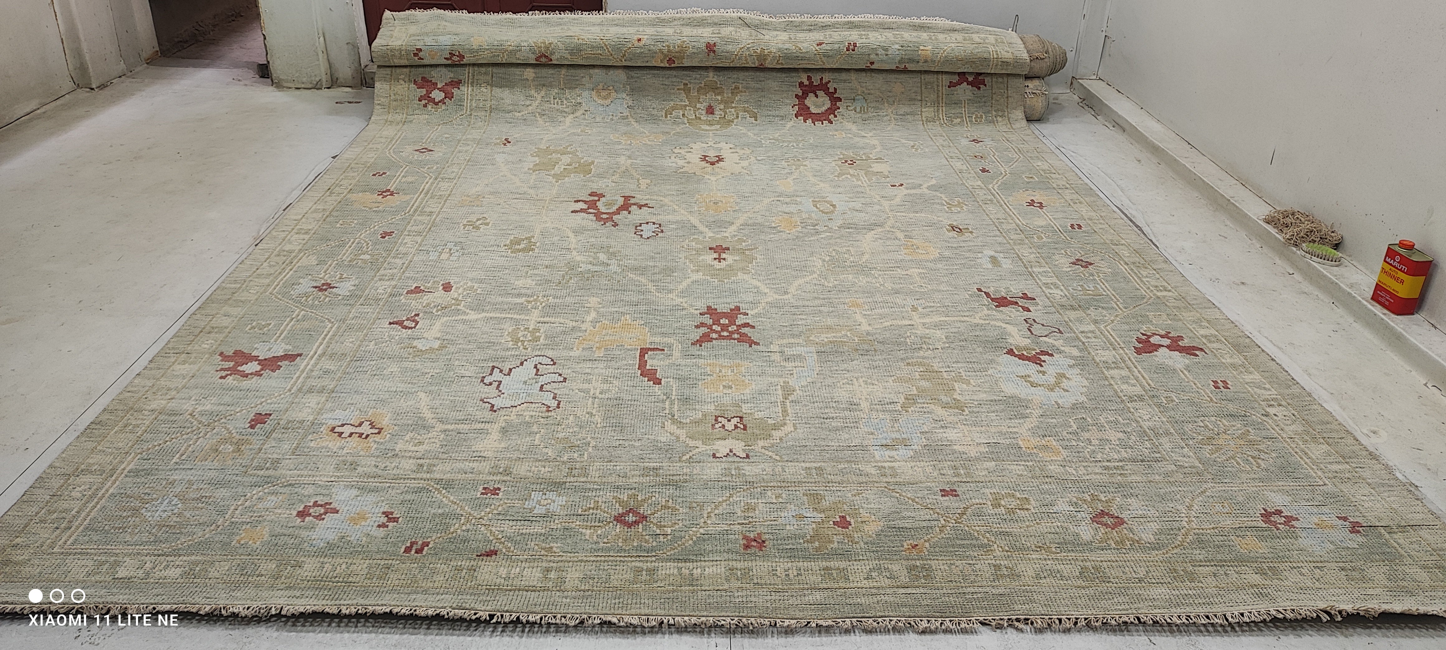 Shelby Leshine 9.9x14 Grey Hand-Knotted Oushak Rug