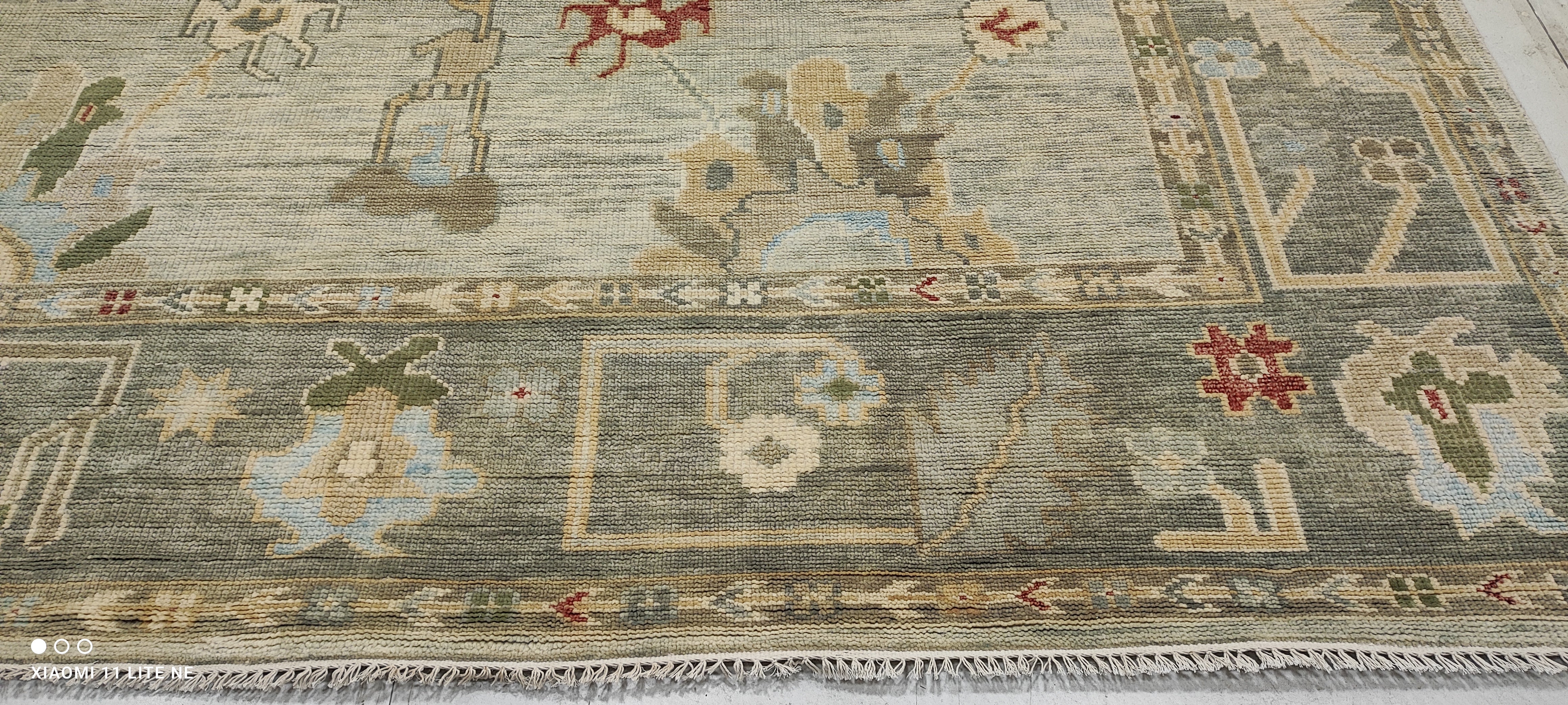 Checka Propper 10x14 Multi Color Hand-Knotted Oushak Rug