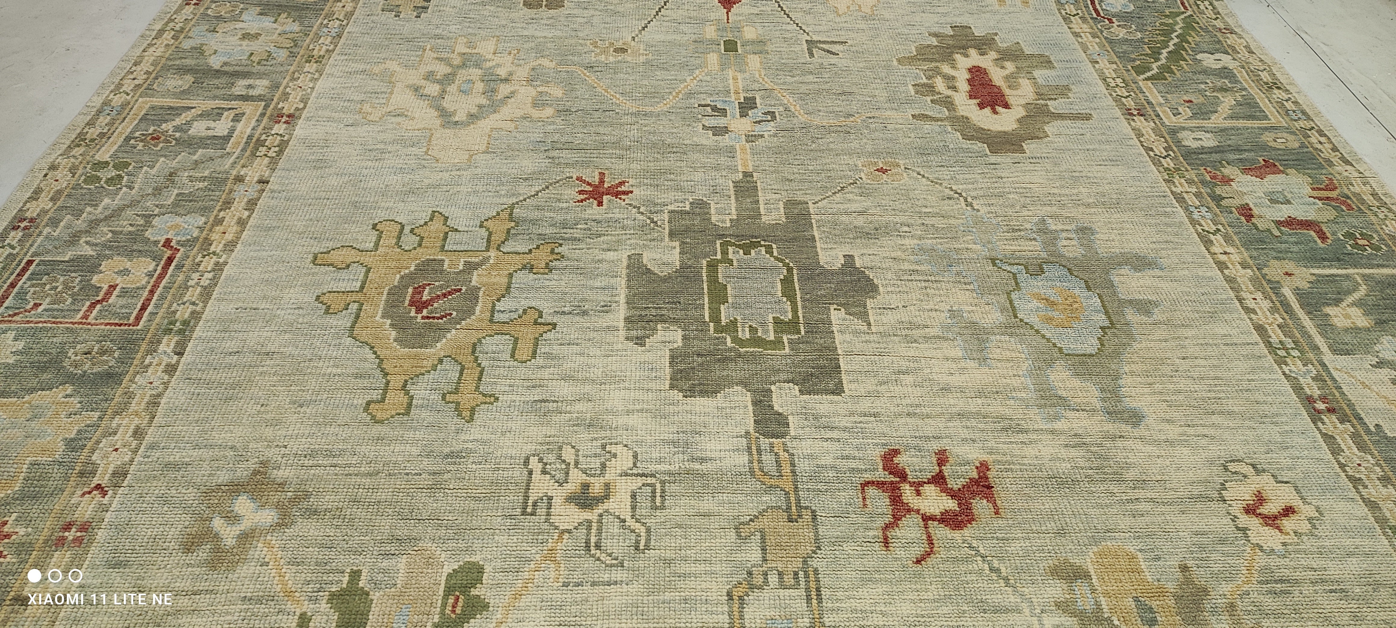 Checka Propper 10x14 Multi Color Hand-Knotted Oushak Rug