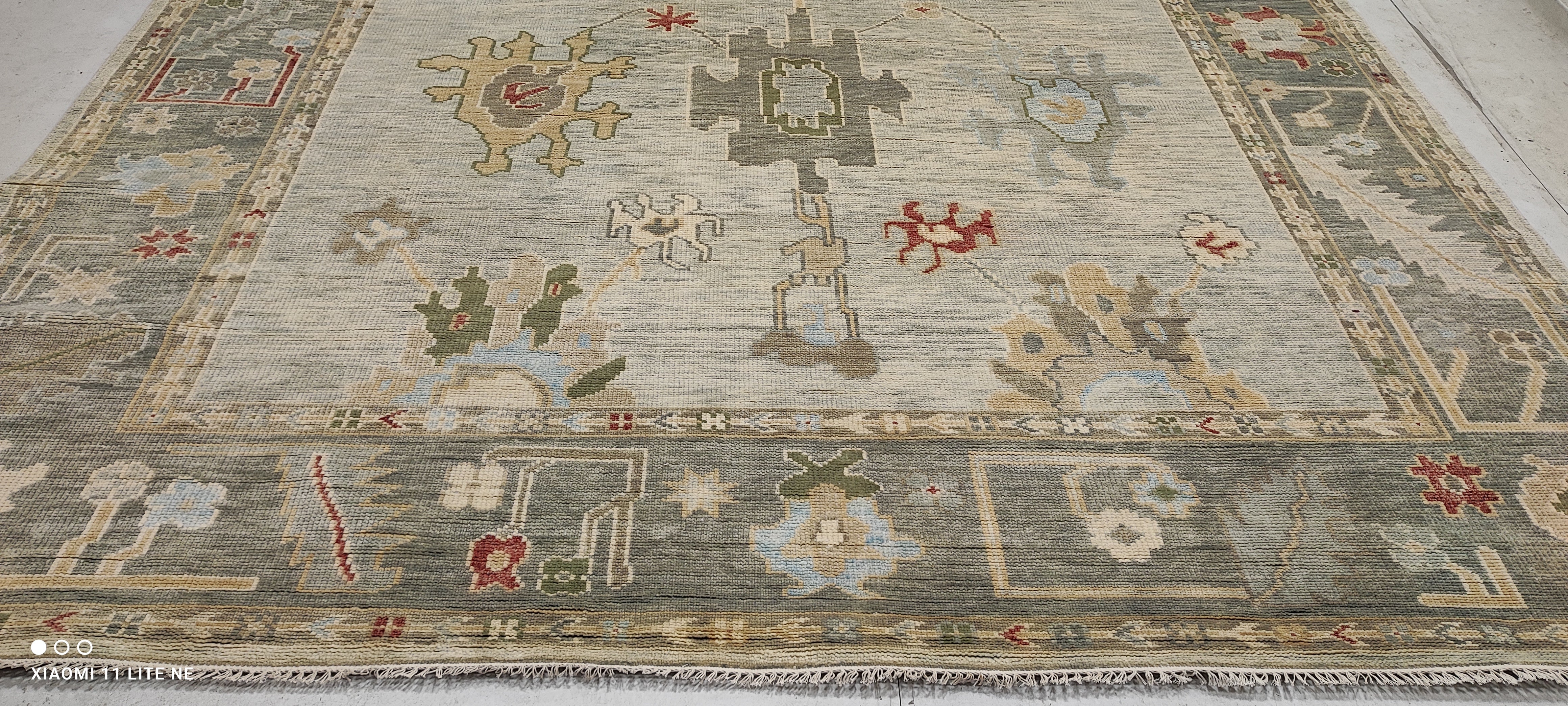 Checka Propper 10x14 Multi Color Hand-Knotted Oushak Rug