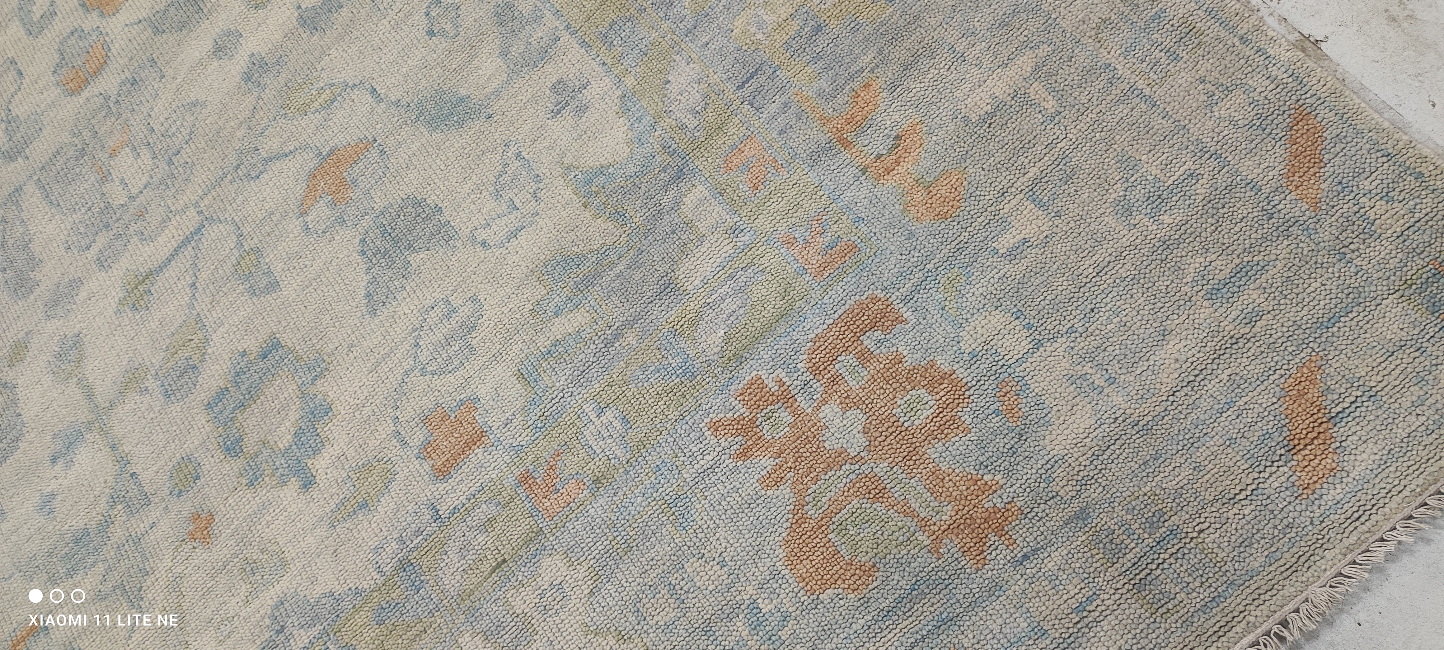 Marla Walsh 11.6x15 Light Blue Hand-Knotted Oushak Rug