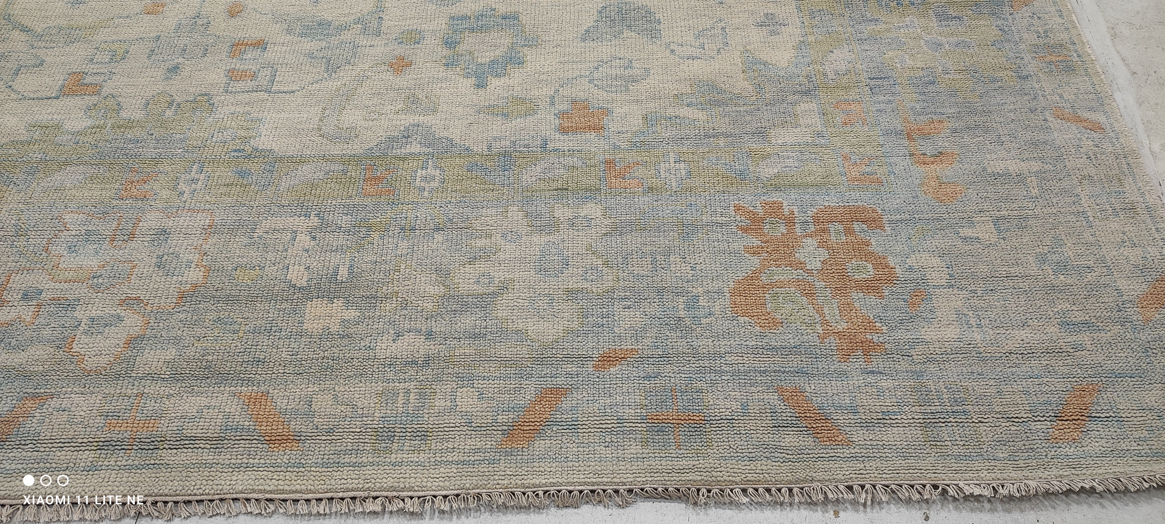 Marla Walsh 11.6x15 Light Blue Hand-Knotted Oushak Rug