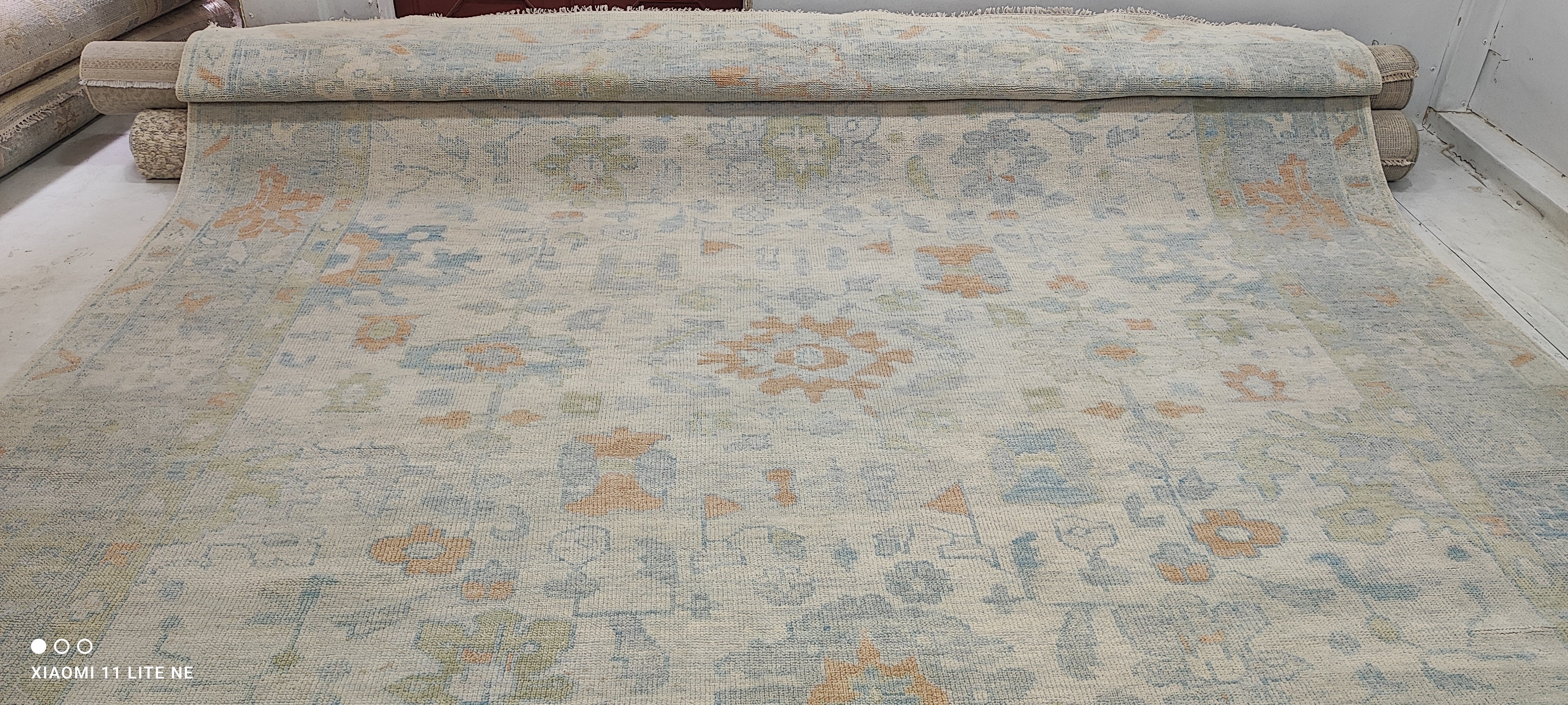 Marla Walsh 11.6x15 Light Blue Hand-Knotted Oushak Rug