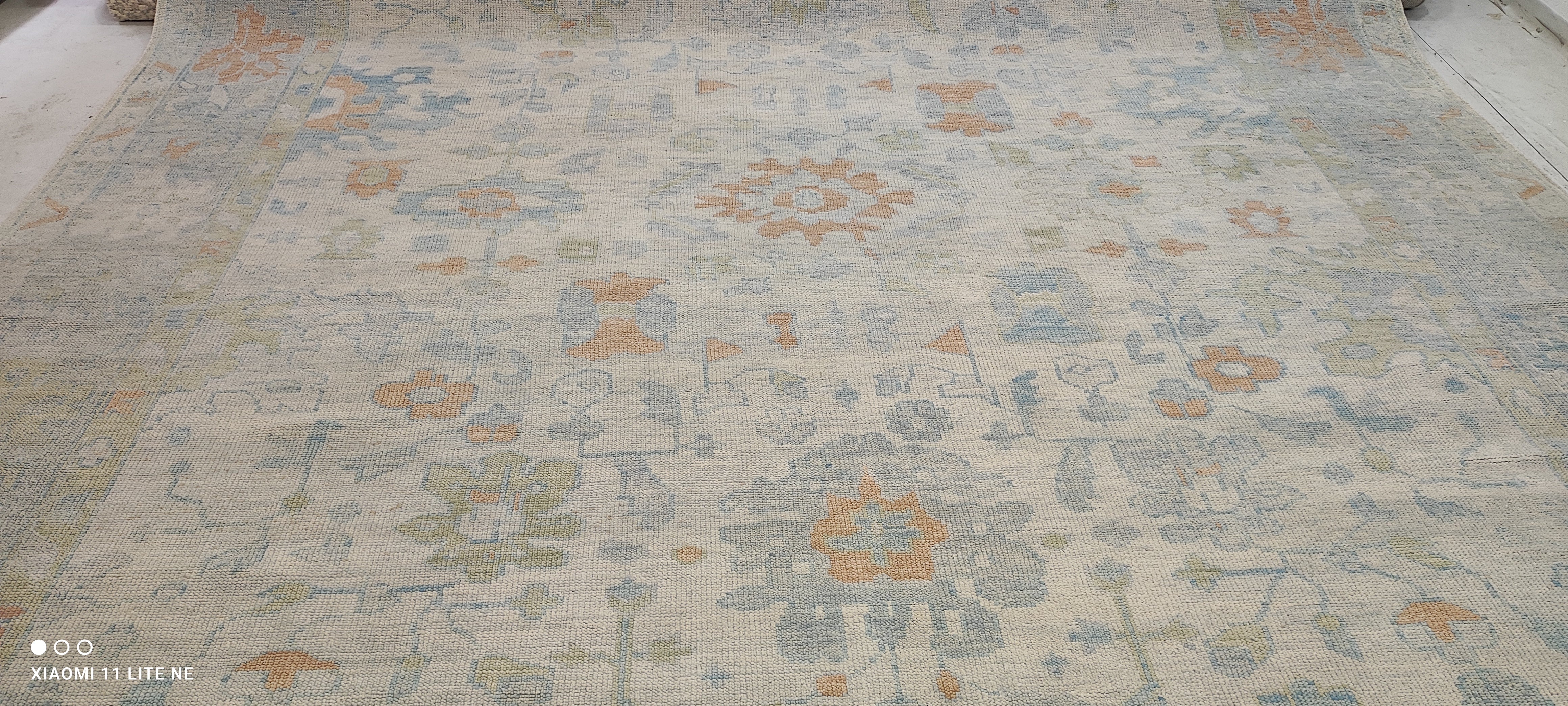 Marla Walsh 11.6x15 Light Blue Hand-Knotted Oushak Rug