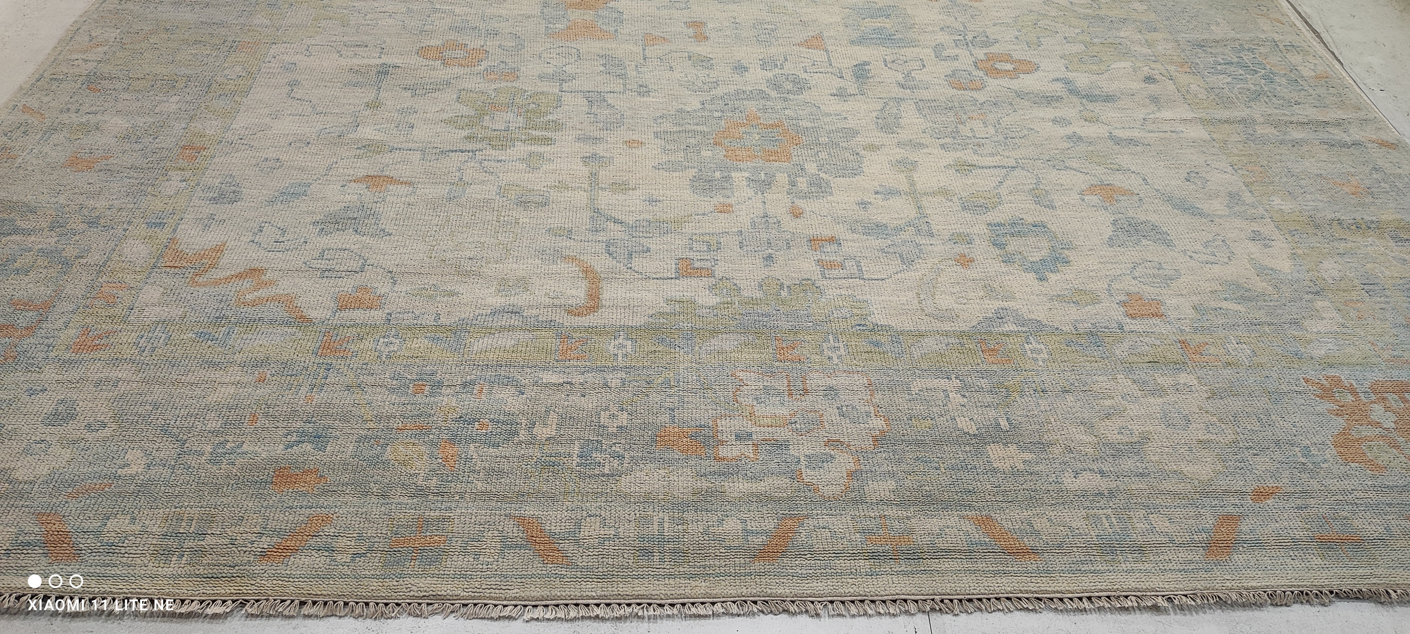 Marla Walsh 11.6x15 Light Blue Hand-Knotted Oushak Rug
