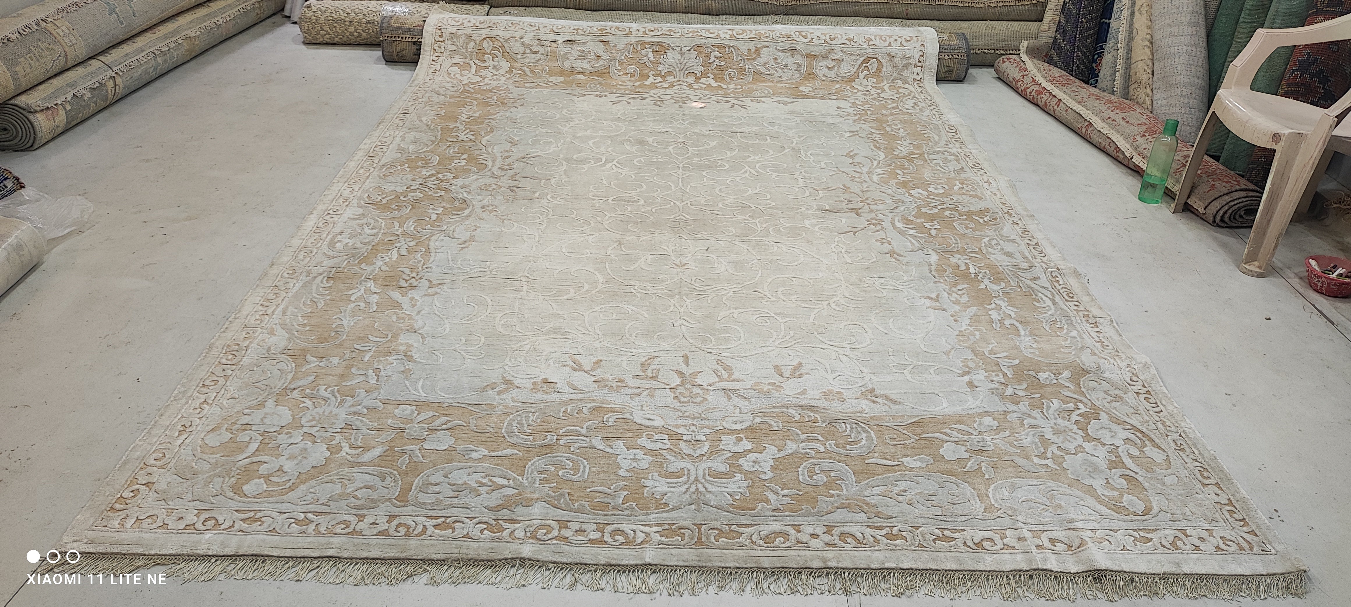 Kate Herron 8x11.6 Silver Hand-Knotted Kashan Rug