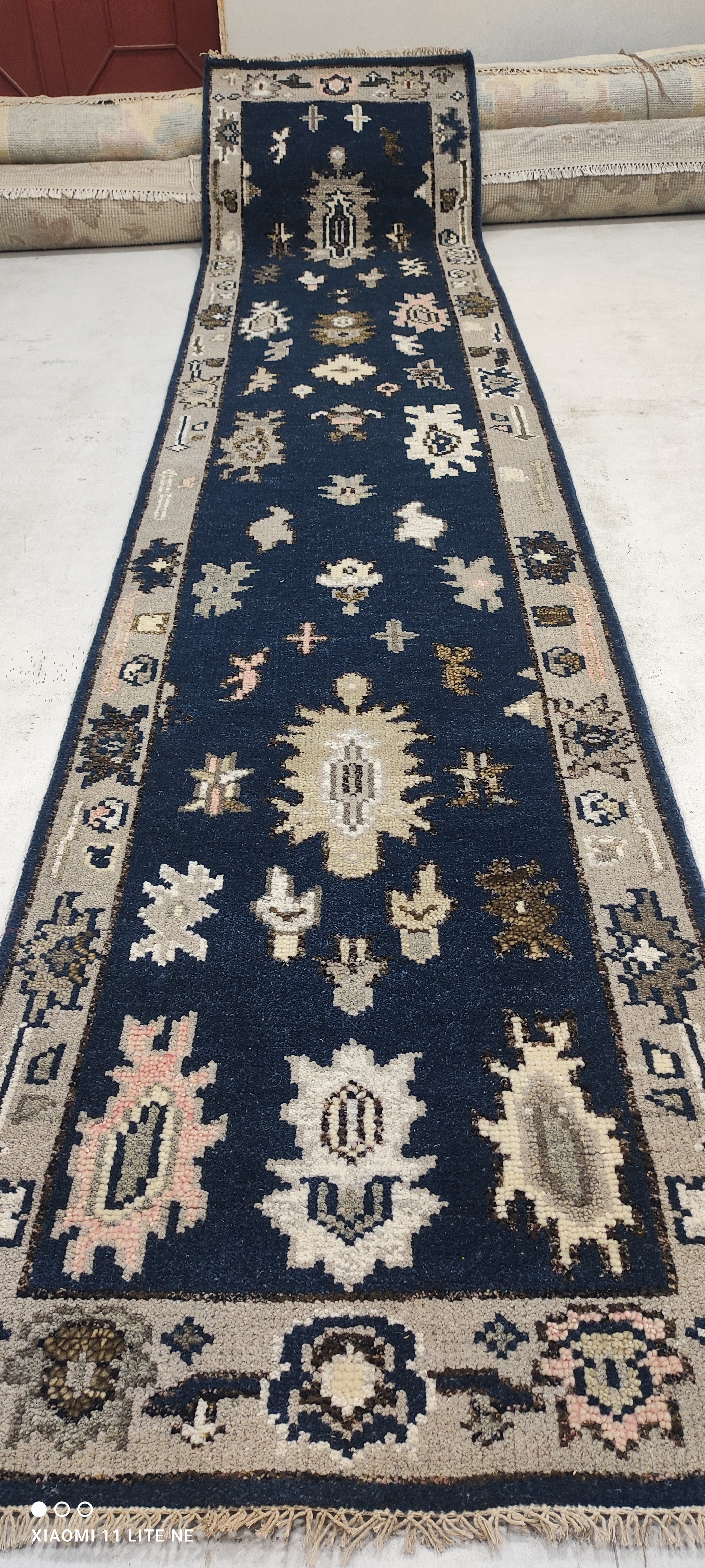 Emily Nelson 2.6x12.3 Blue Hand-Knotted Oushak Runner