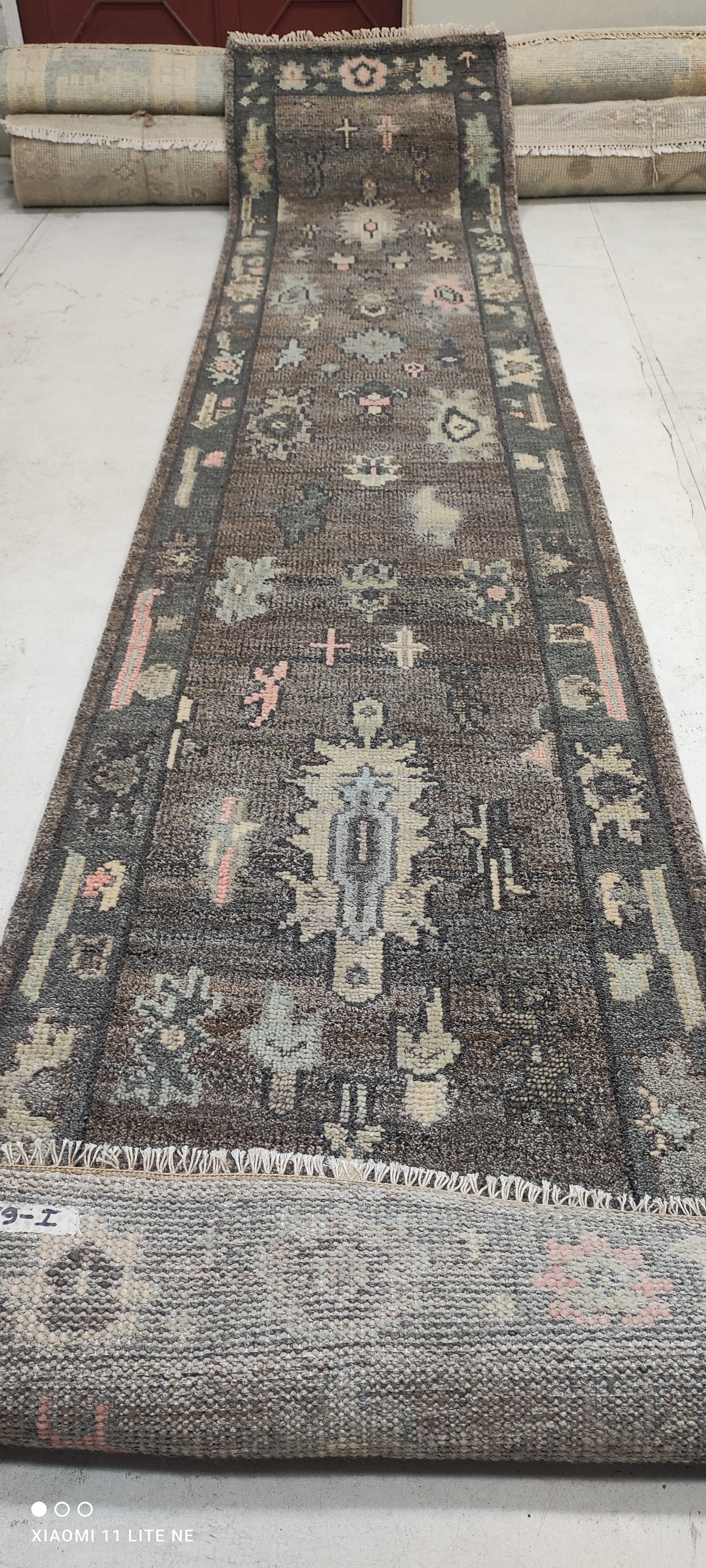Mabel 2.6x12.3 Grey Hand-Knotted Oushak Runner