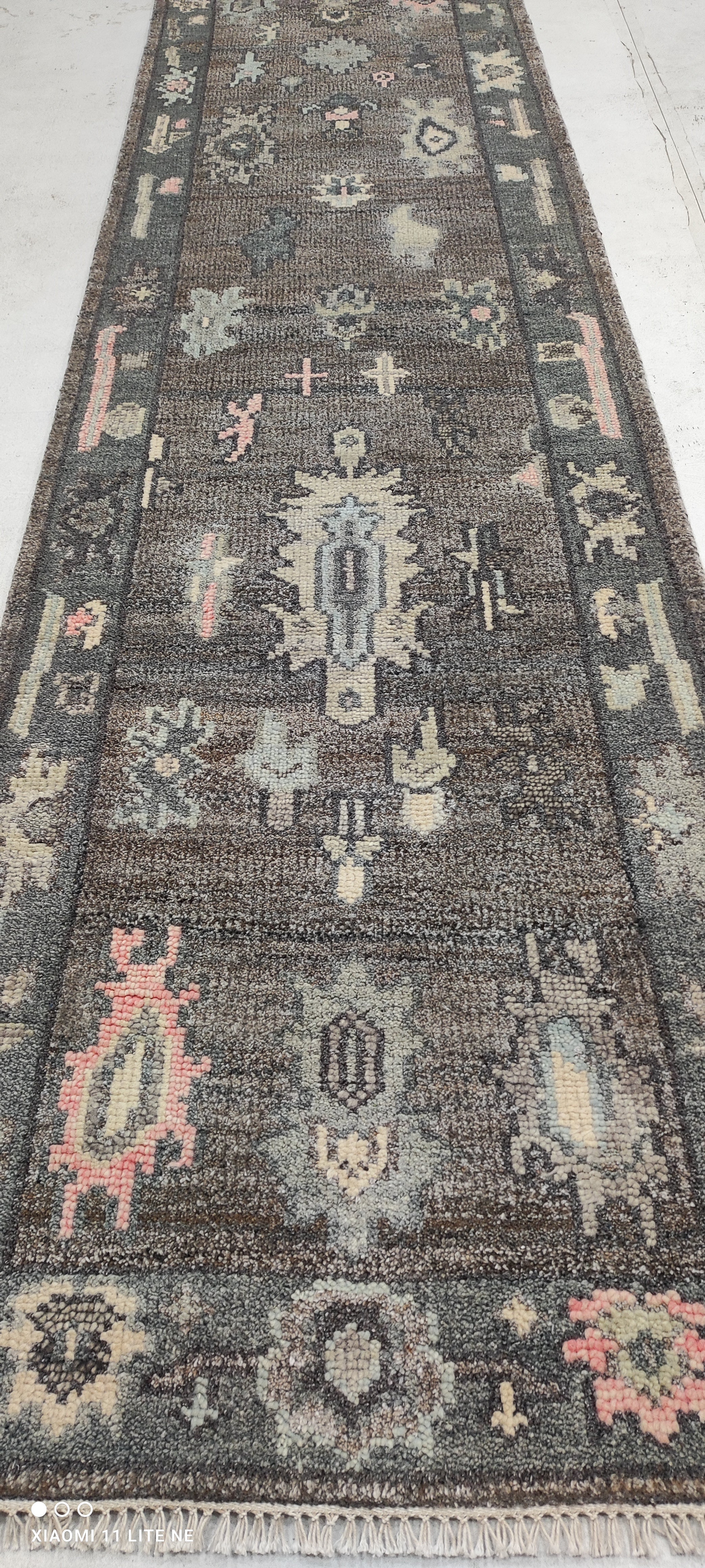 Mabel 2.6x12.3 Grey Hand-Knotted Oushak Runner