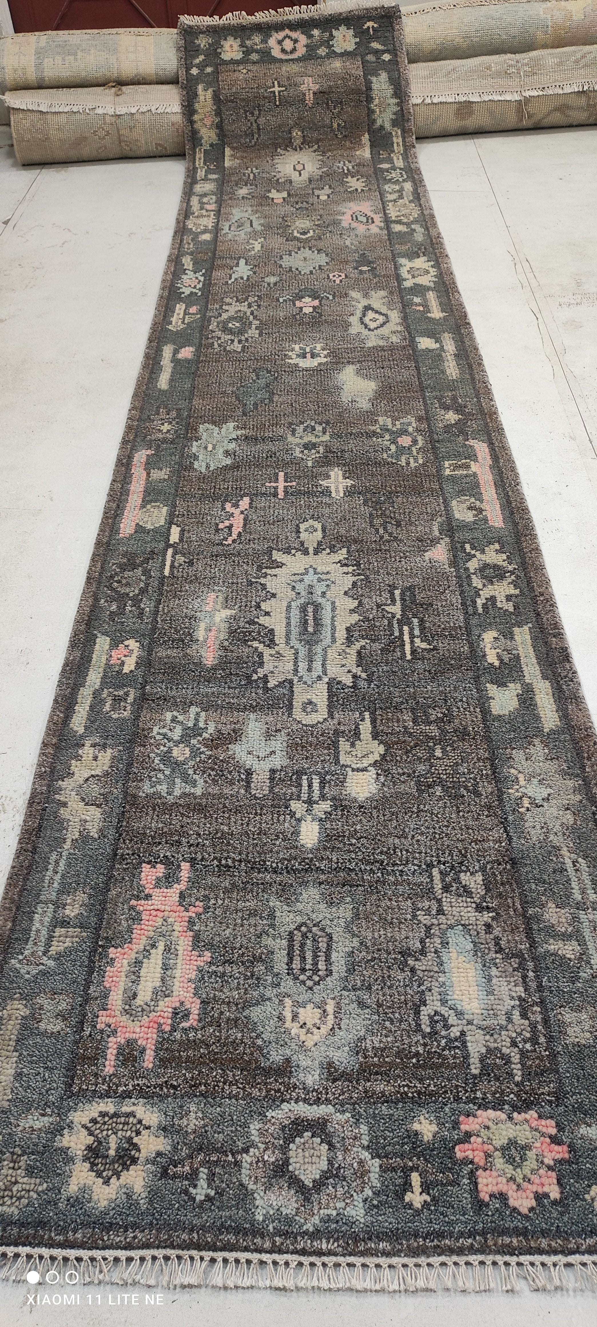 Mabel 2.6x12.3 Grey Hand-Knotted Oushak Runner