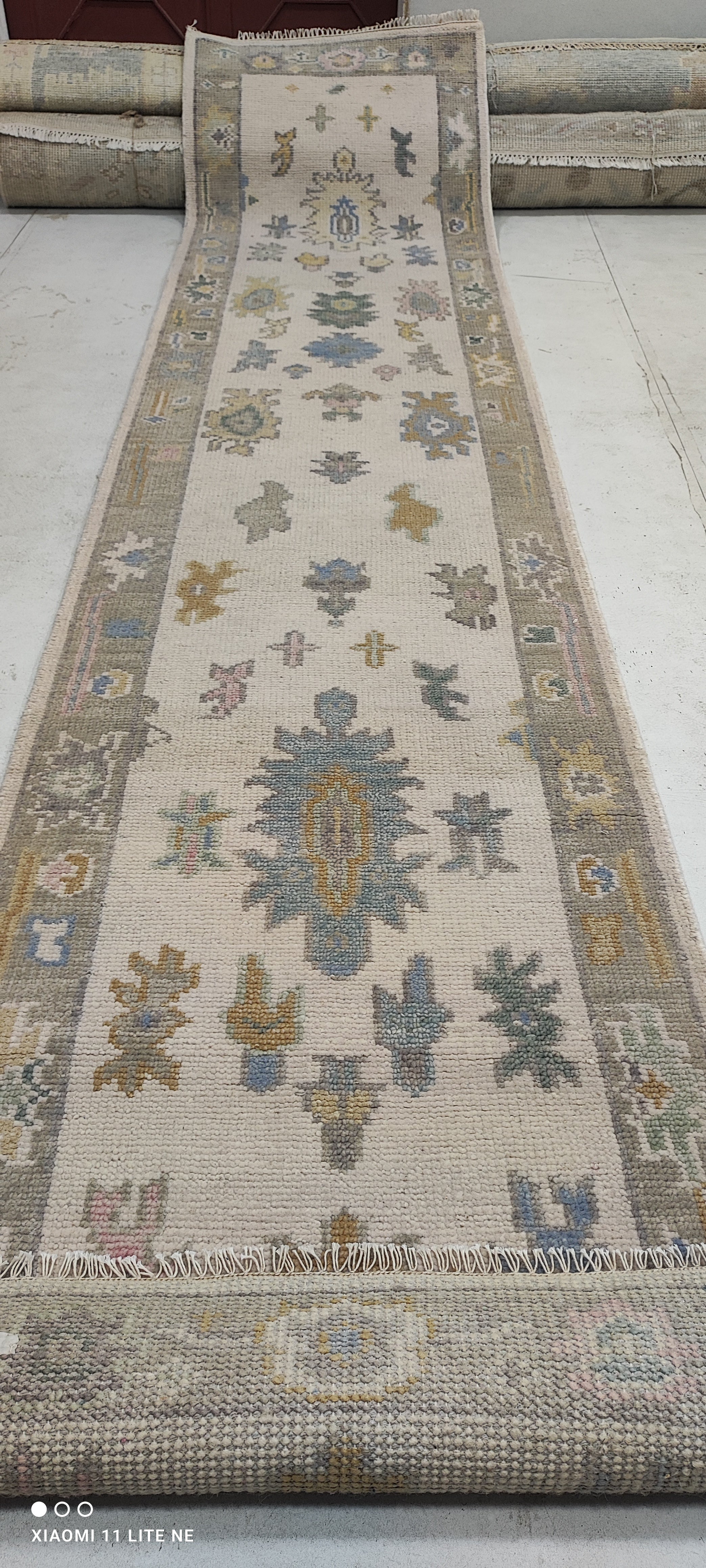 Brittany Freeth 2.6x12.3 Cream Hand-Knotted Oushak Runner