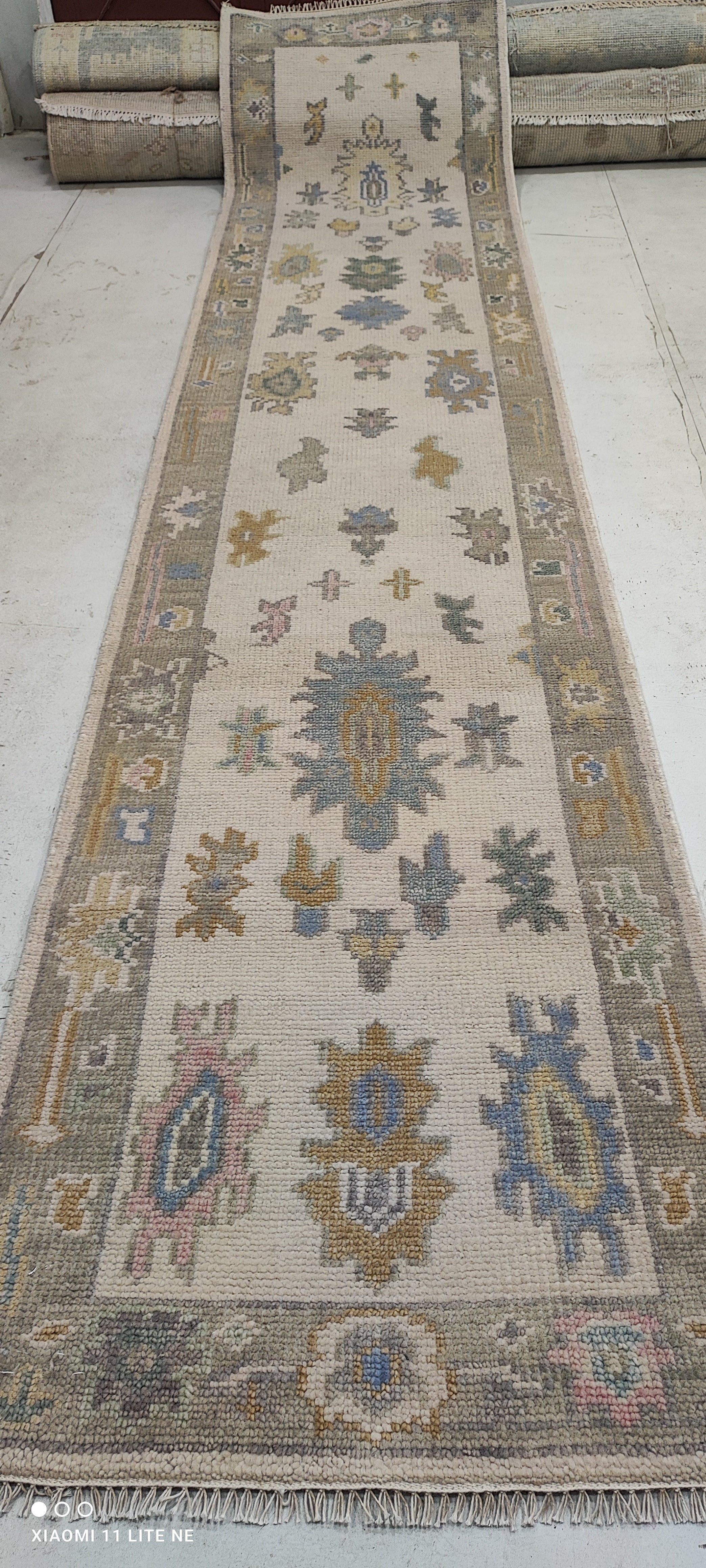 Brittany Freeth 2.6x12.3 Cream Hand-Knotted Oushak Runner