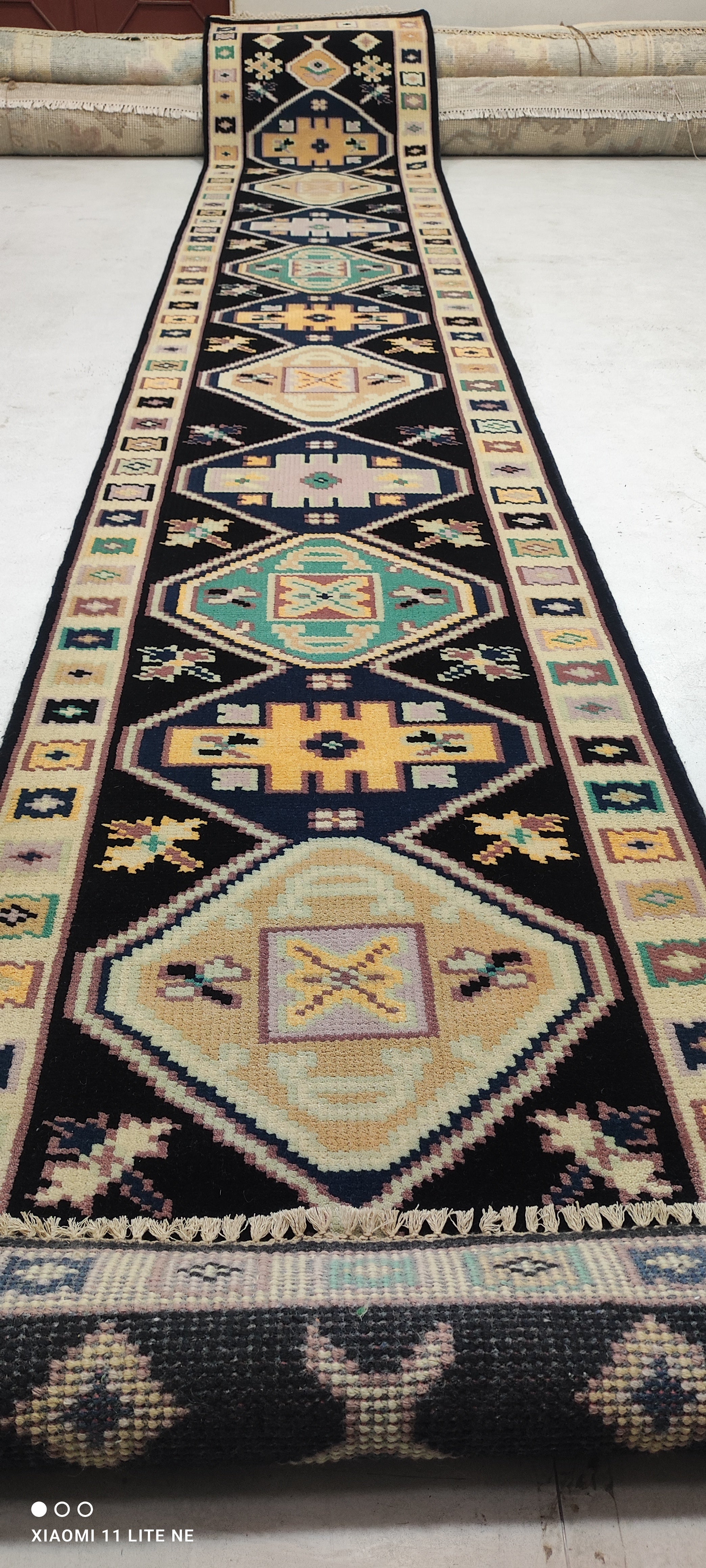 Alexandre-Joan 2.6x15.9 Black Hand-Knotted Oushak Runner