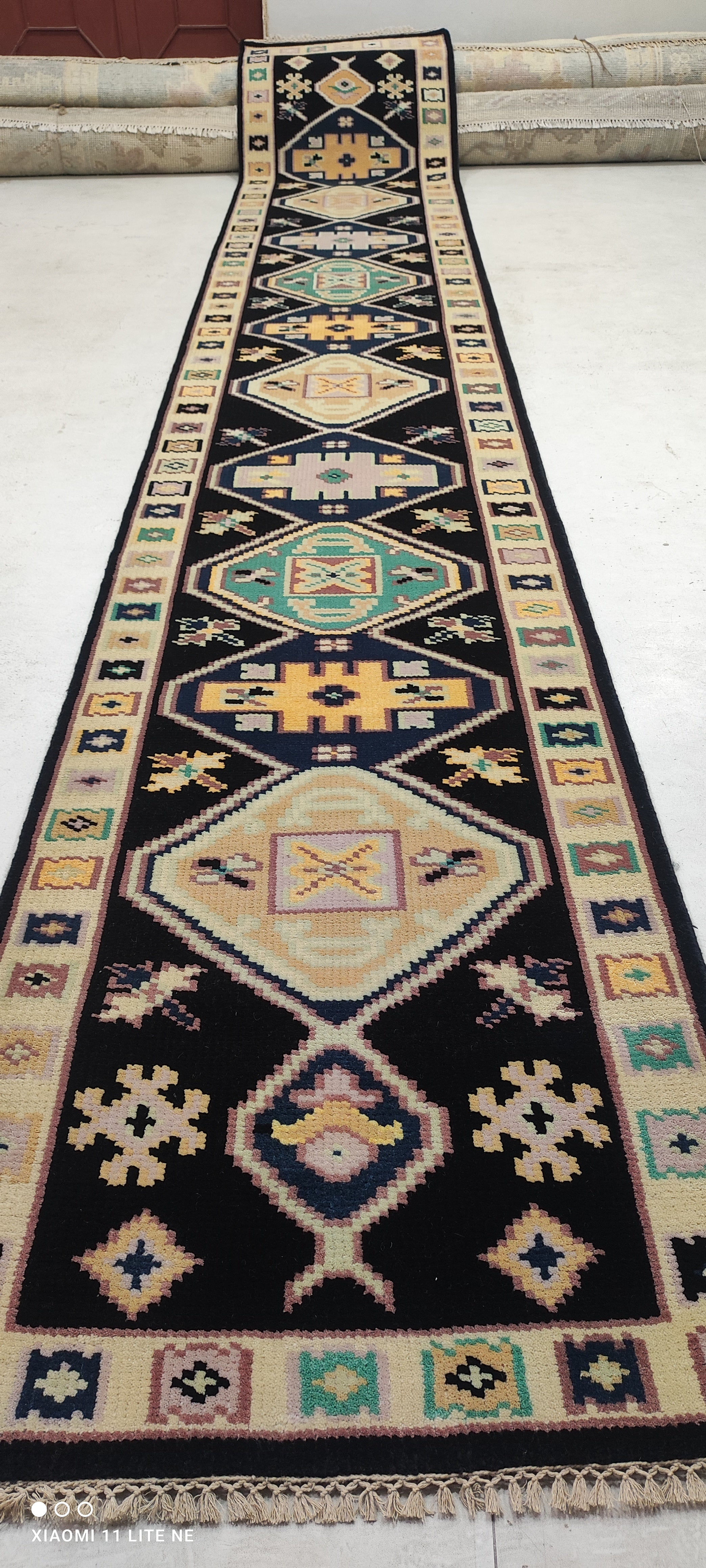 Alexandre-Joan 2.6x15.9 Black Hand-Knotted Oushak Runner