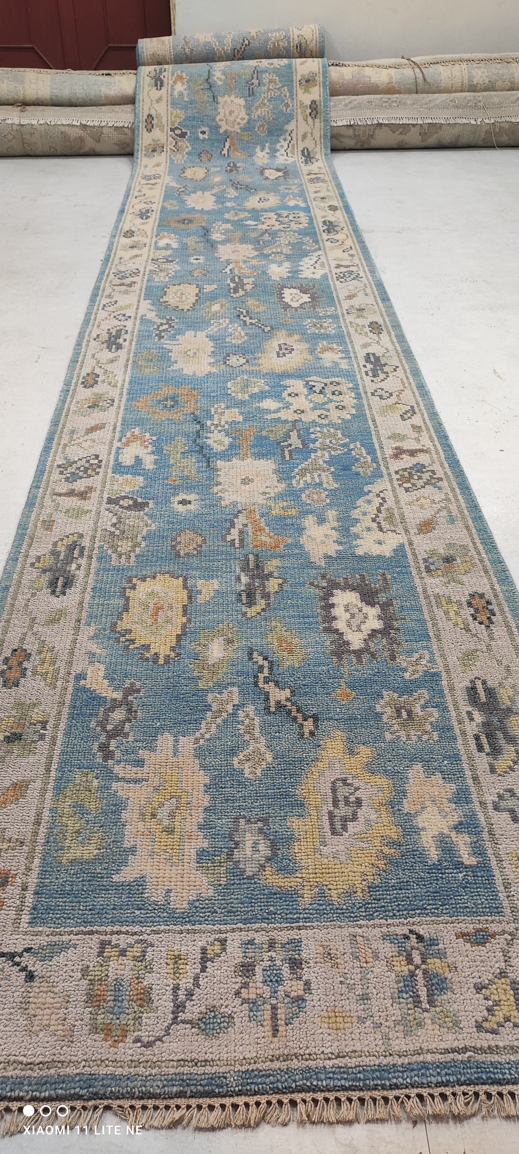 Brianna Kellum 3x20 Blue Hand-Knotted Oushak Runner