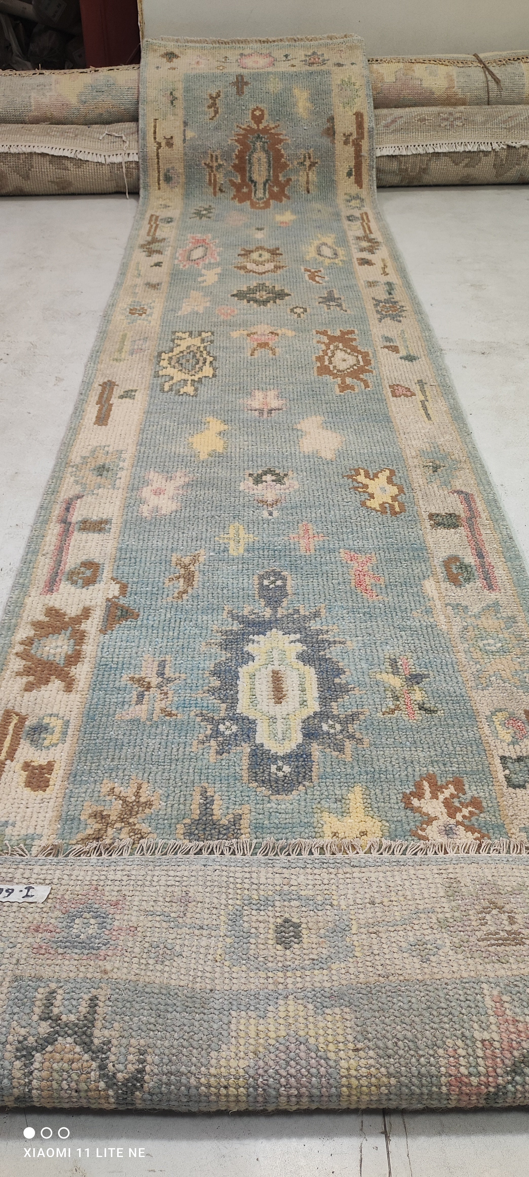 Caitlin McGee 2.6x12 Light Blue Hand-Knotted Oushak Runner