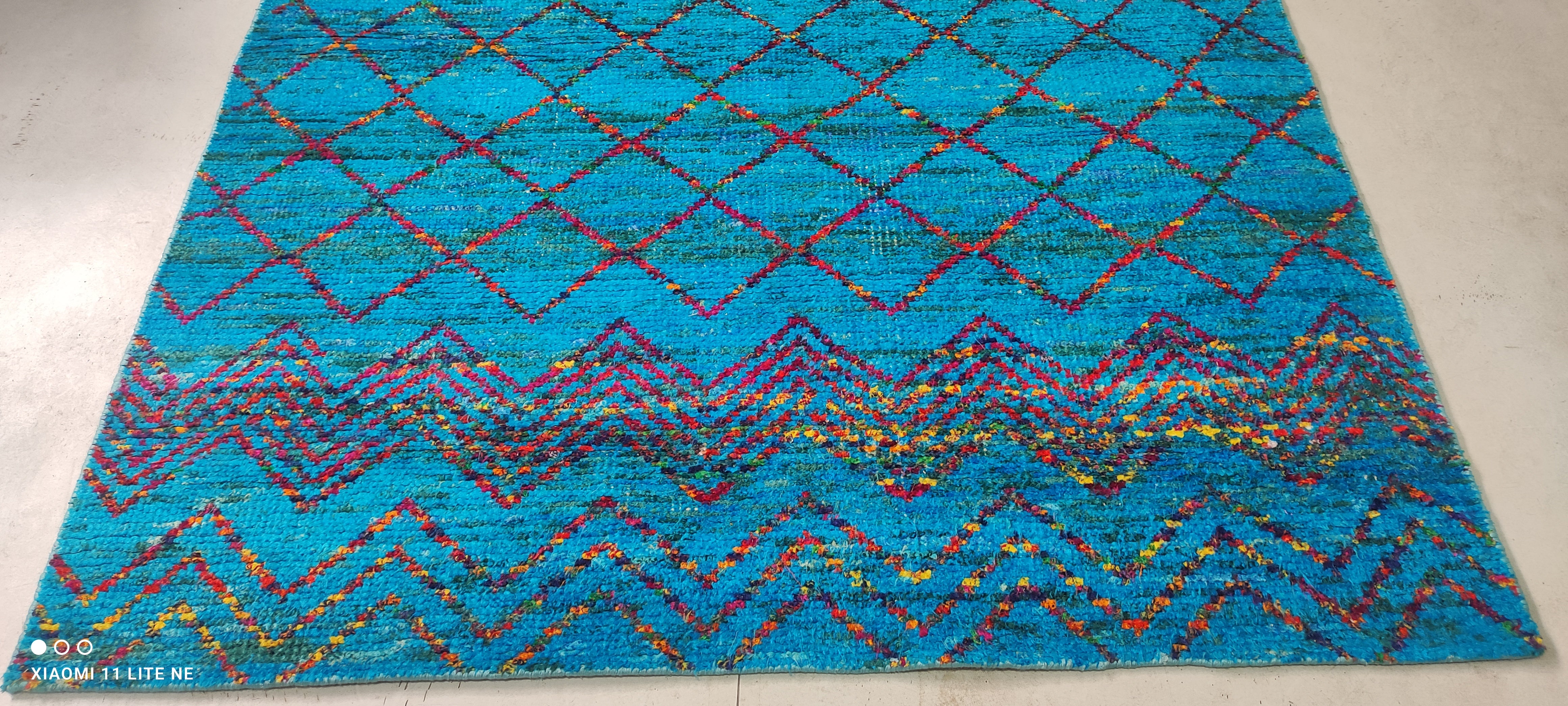 Jinx Millet 5x8 Hand-Knotted Blue Moroccan Style Rug