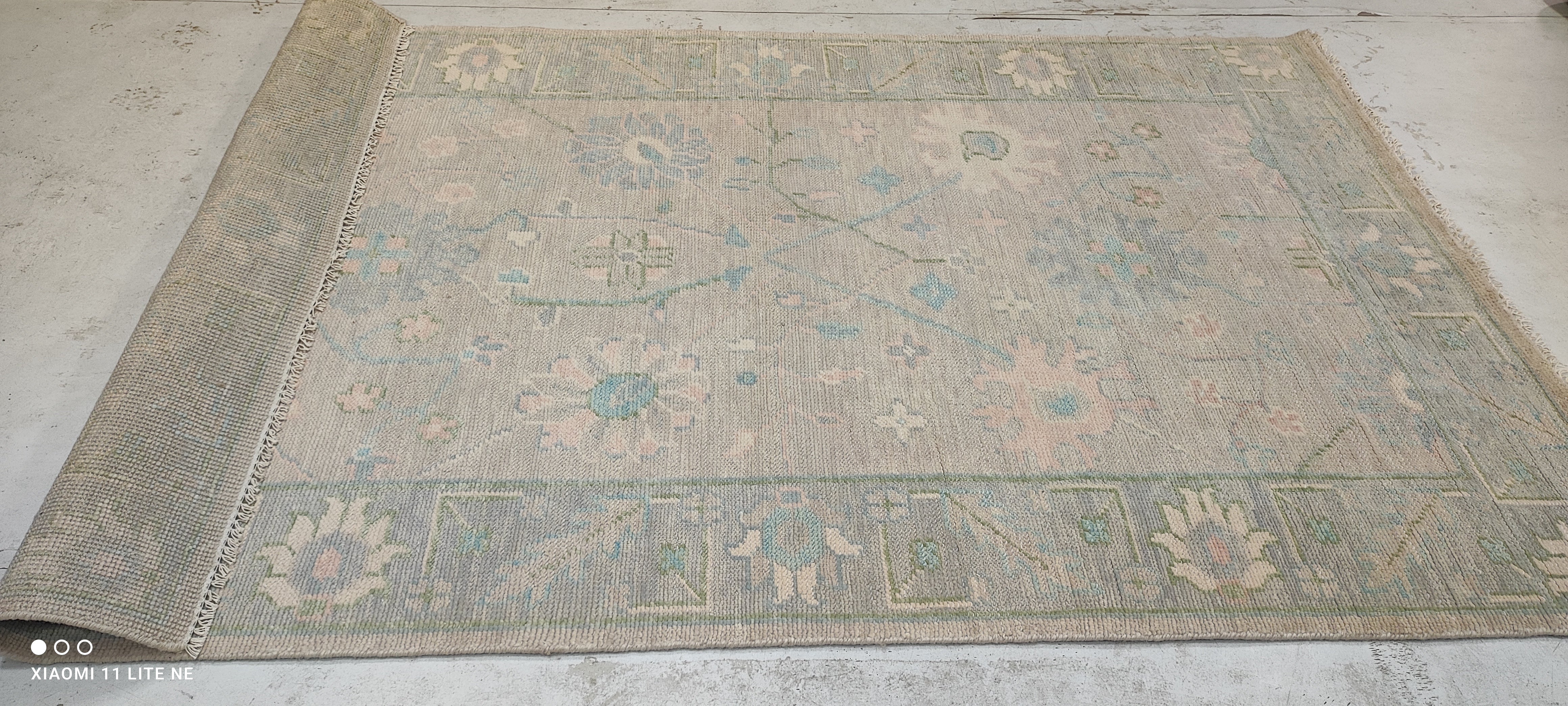 Ellen Thunder 5x8 Grey Hand-Knotted Oushak Rug