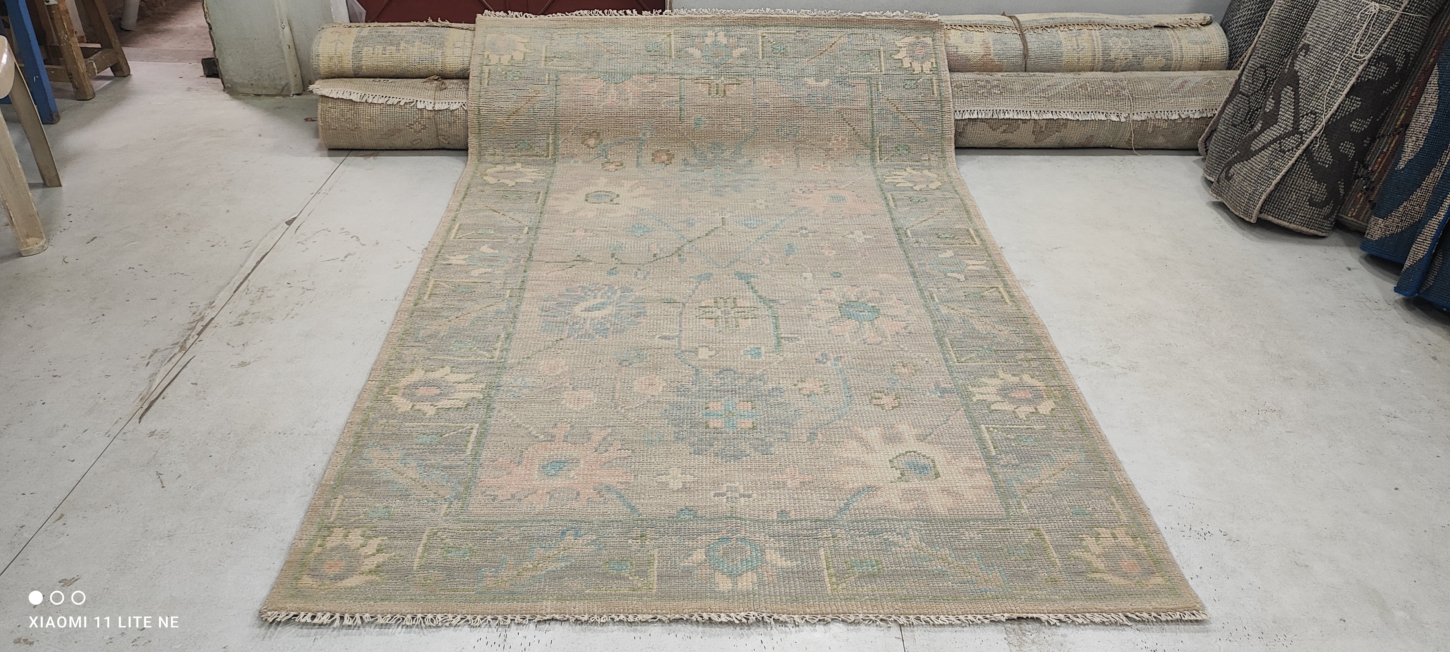 Ellen Thunder 5x8 Grey Hand-Knotted Oushak Rug