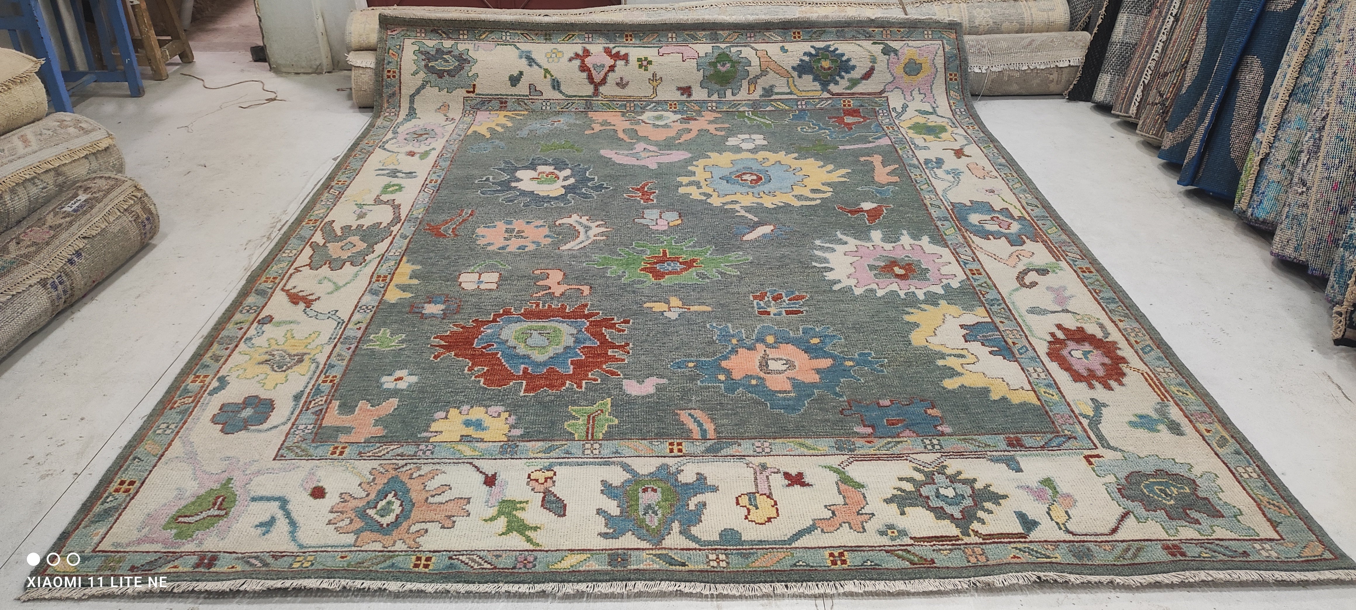 Marisela Zumbado 8x9.9 Multi Color Hand-Knotted Oushak Rug