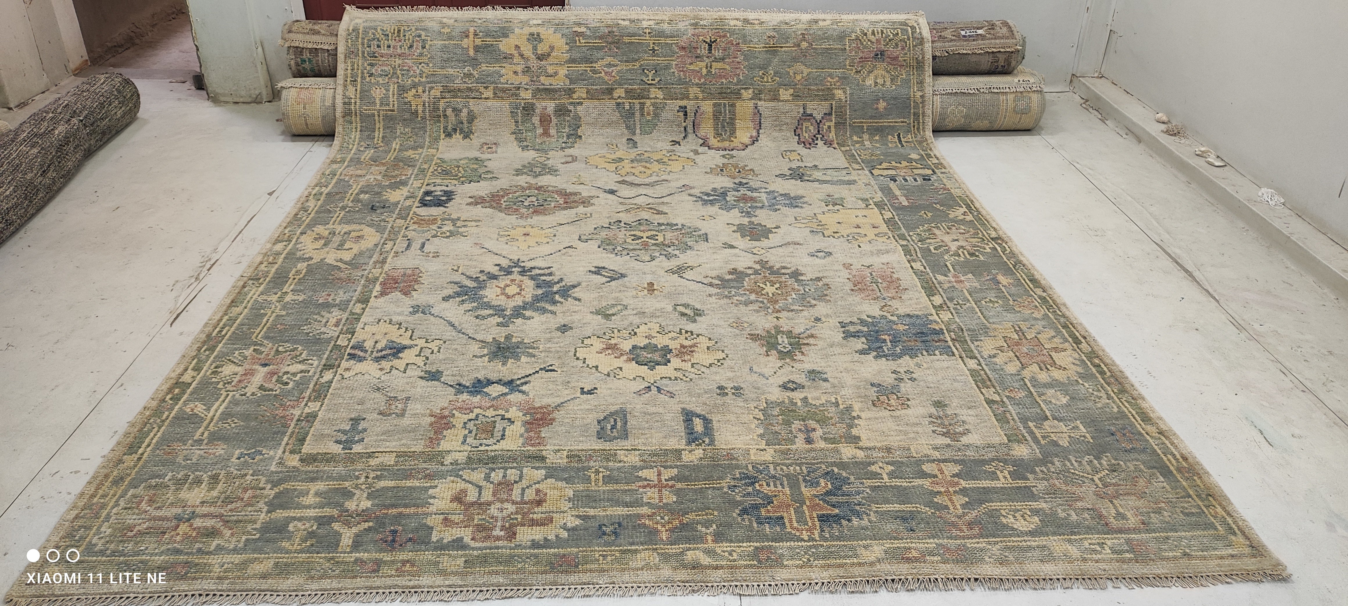 Annalise Basso 8x10 Grey Hand-Knotted Oushak Rug