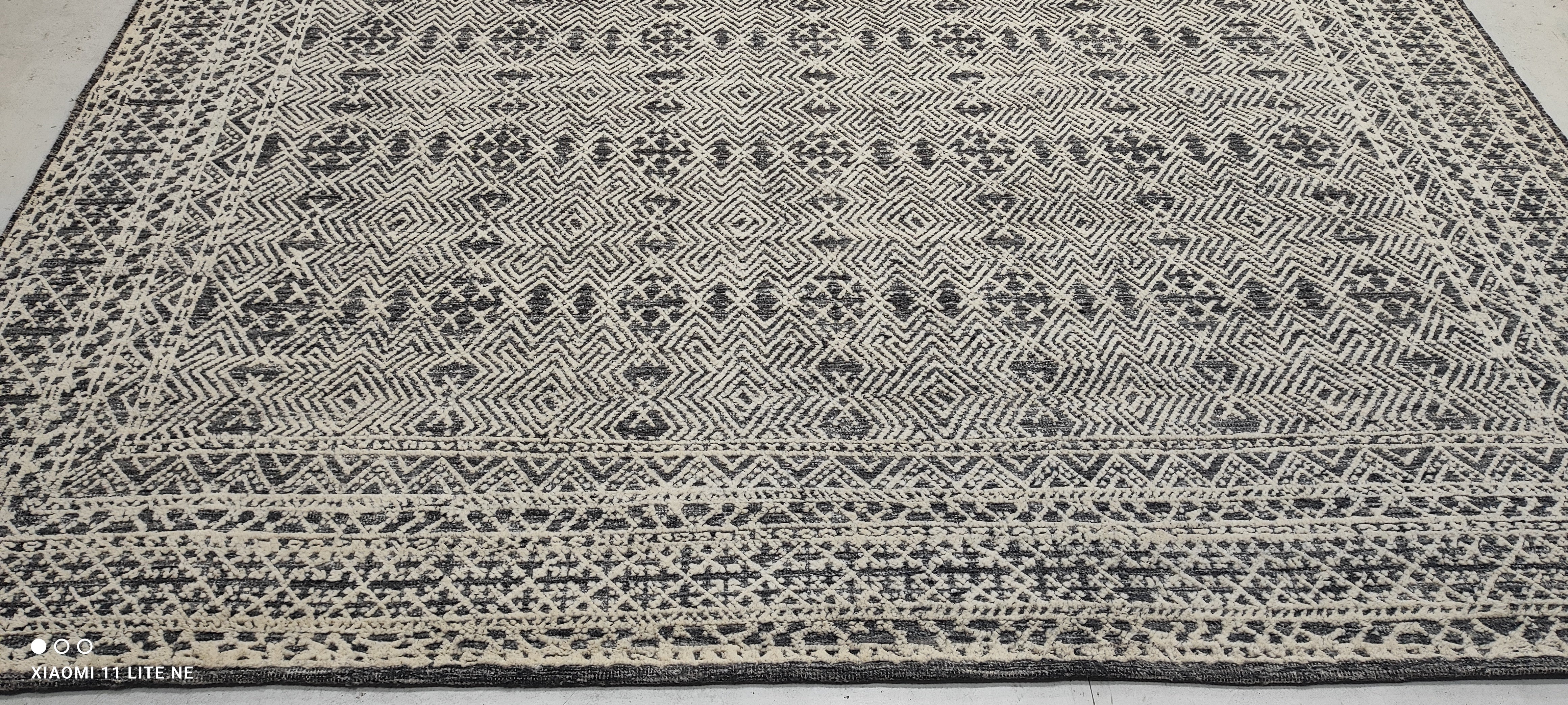 Nick Offerman 9x18.6 Hand-Knotted Grey High-Low Modern Rug