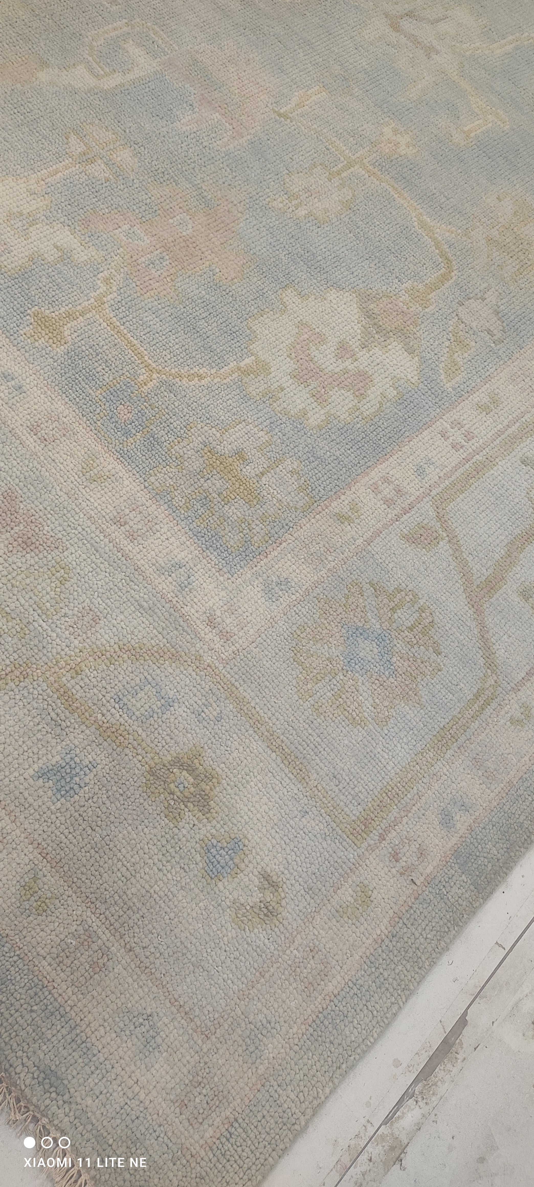 Sasha Diamond 10x14 Light Blue Hand-Knotted Oushak Rug