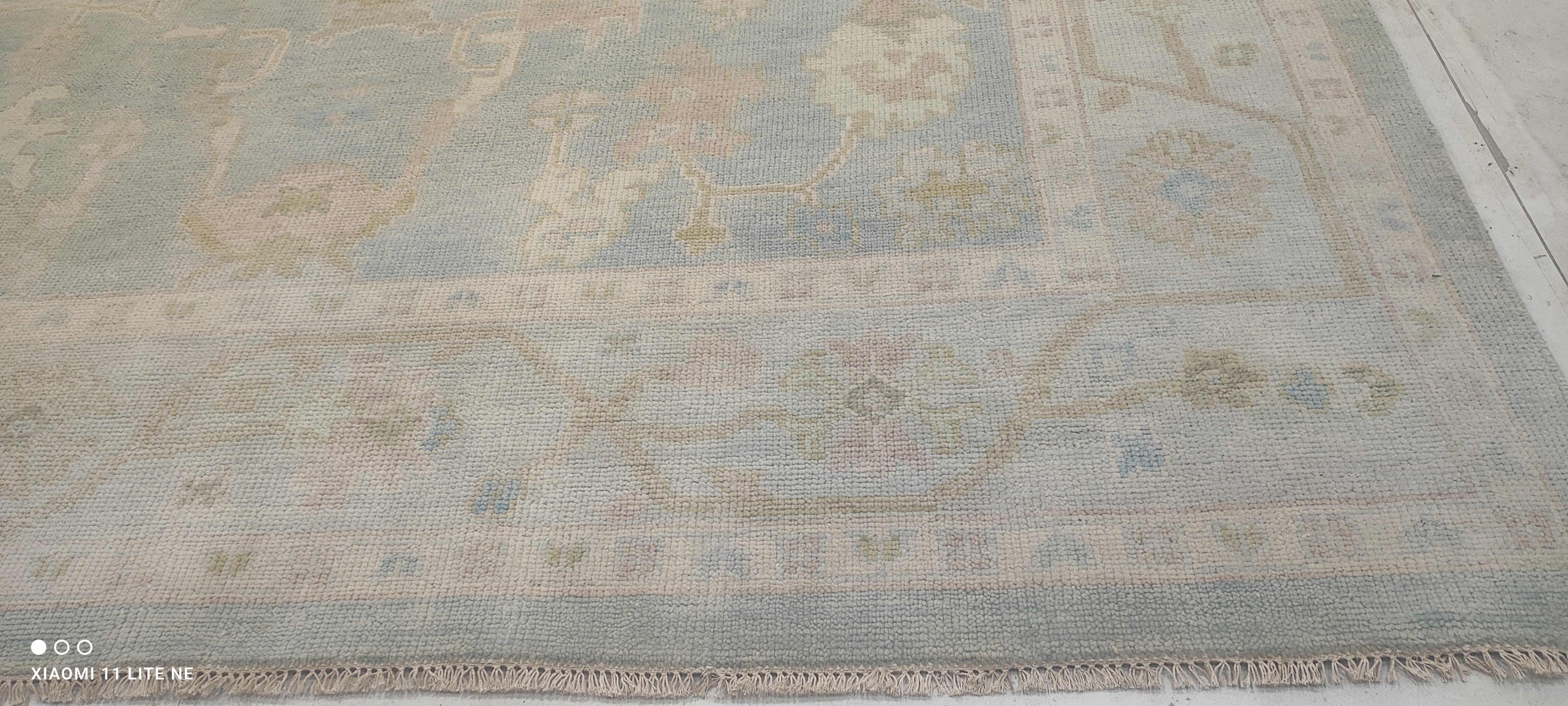 Sasha Diamond 10x14 Light Blue Hand-Knotted Oushak Rug