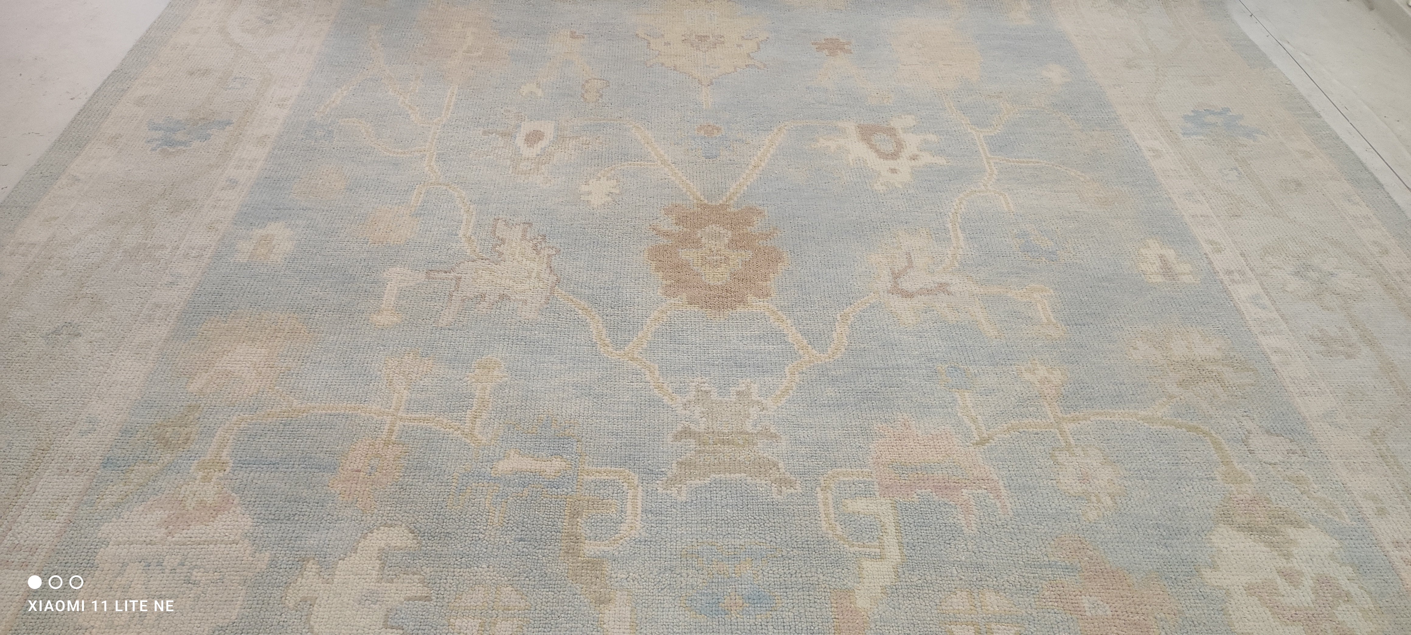 Sasha Diamond 10x14 Light Blue Hand-Knotted Oushak Rug