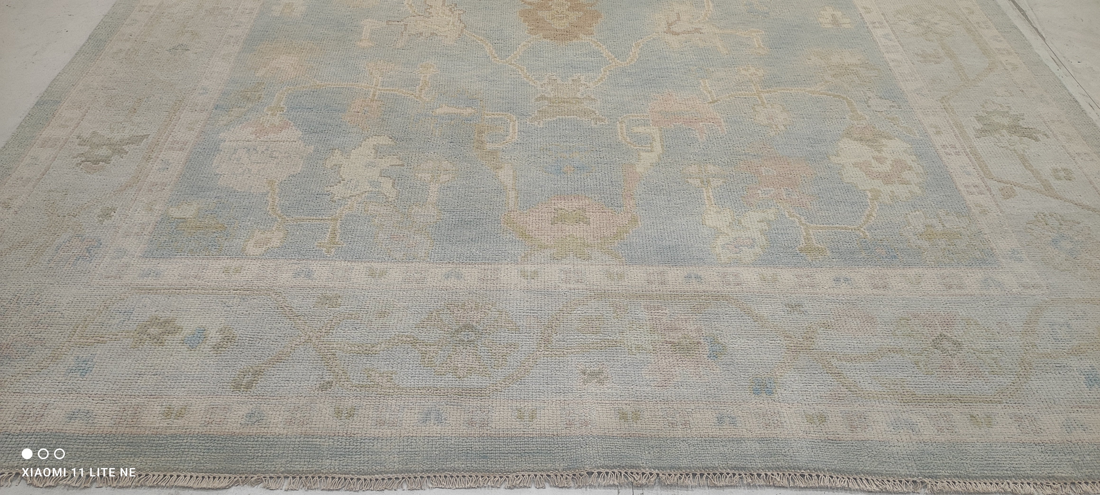 Sasha Diamond 10x14 Light Blue Hand-Knotted Oushak Rug