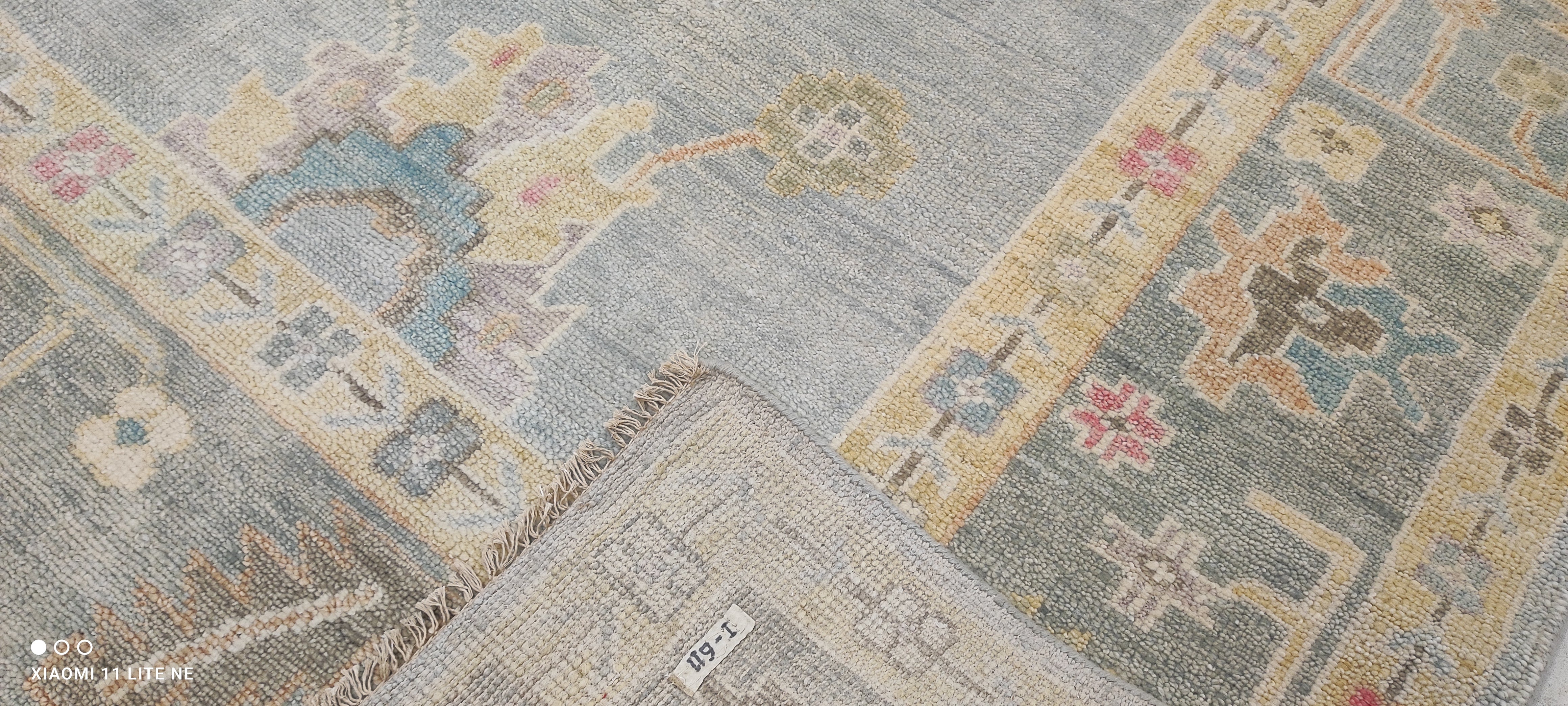 Michelle Pfeiffer 10x14 Light Blue Hand-Knotted Oushak Rug