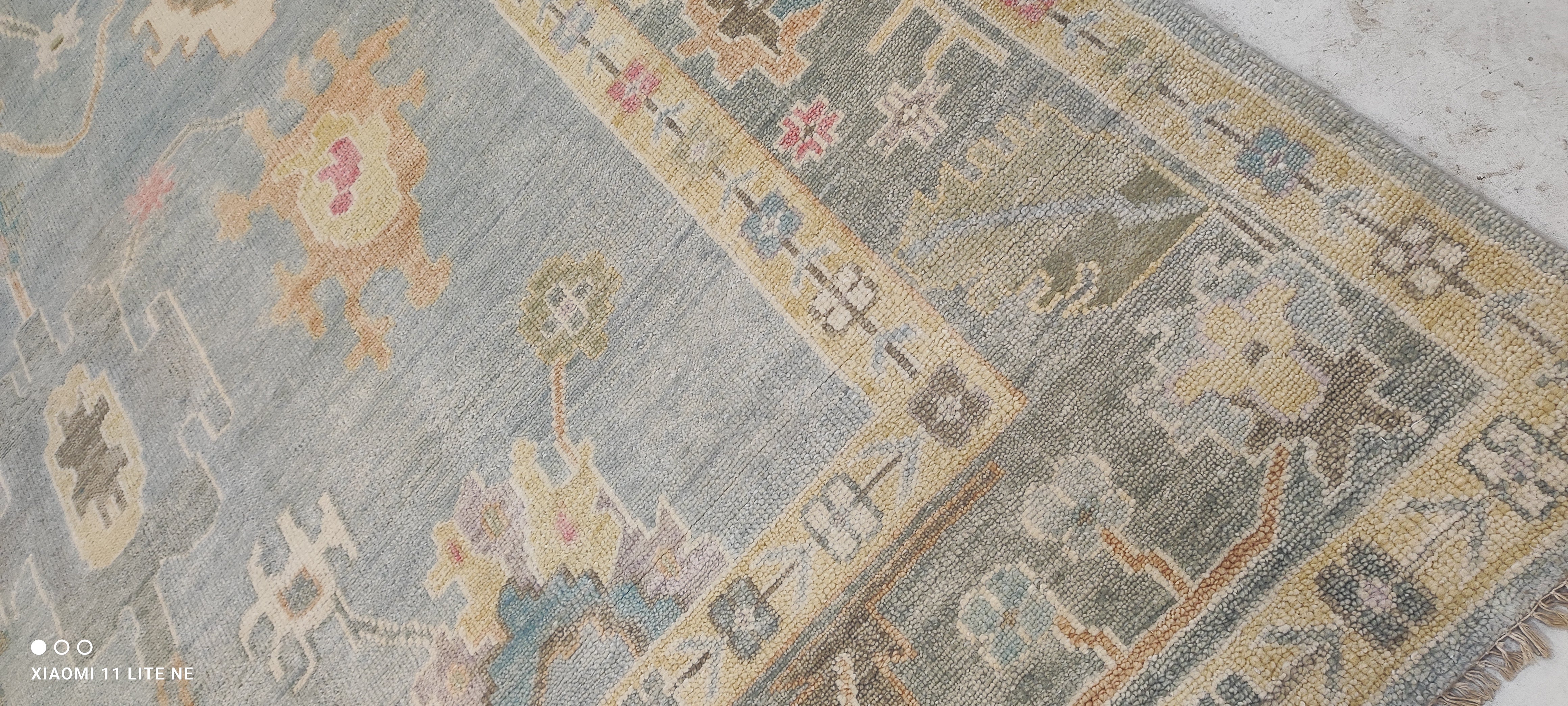Michelle Pfeiffer 10x14 Light Blue Hand-Knotted Oushak Rug