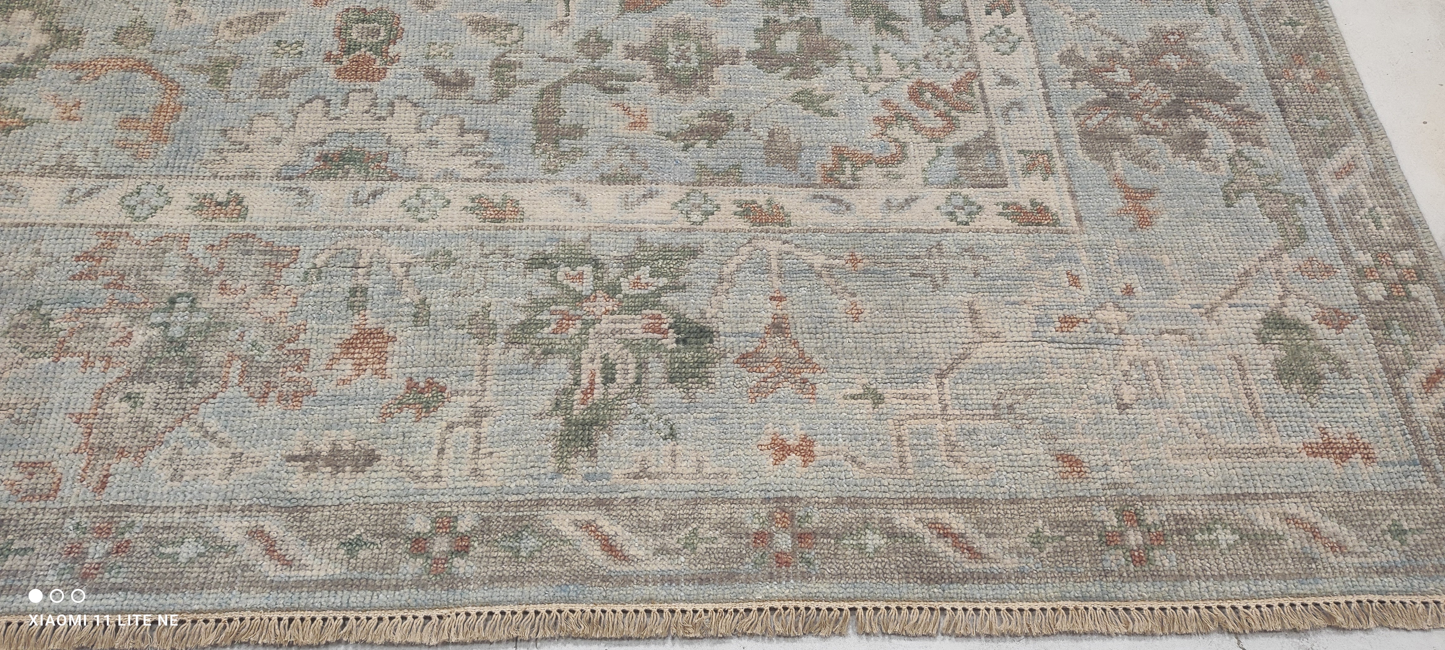Elle Fanning Light Blue Hand-Knotted Oushak Rug - Multiple Sizes