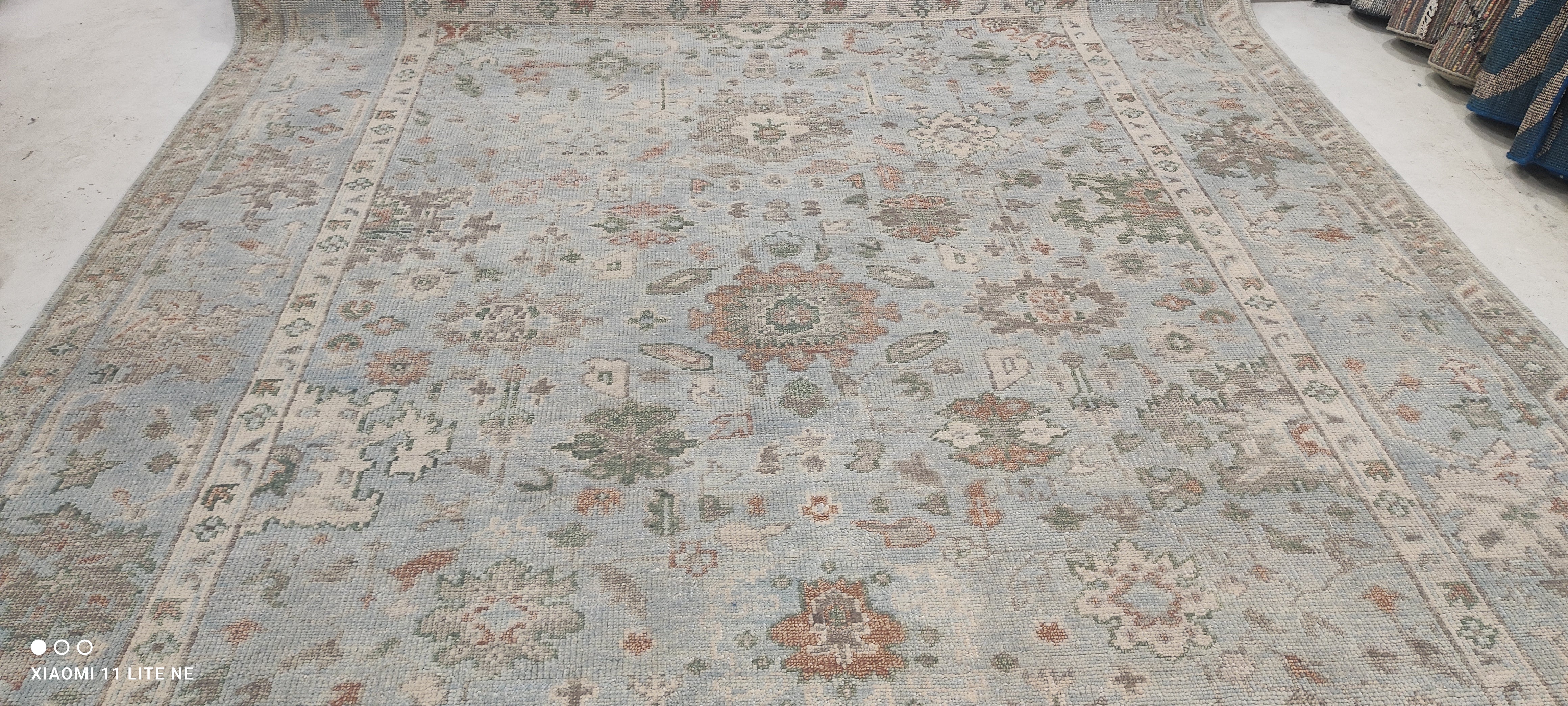 Elle Fanning Light Blue Hand-Knotted Oushak Rug - Multiple Sizes