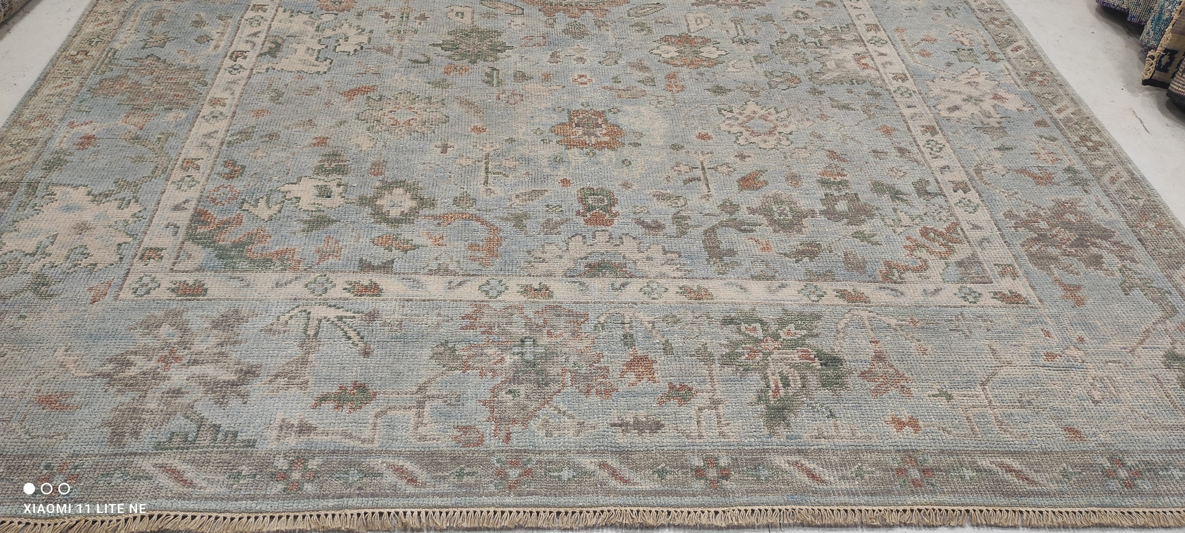 Elle Fanning Light Blue Hand-Knotted Oushak Rug - Multiple Sizes