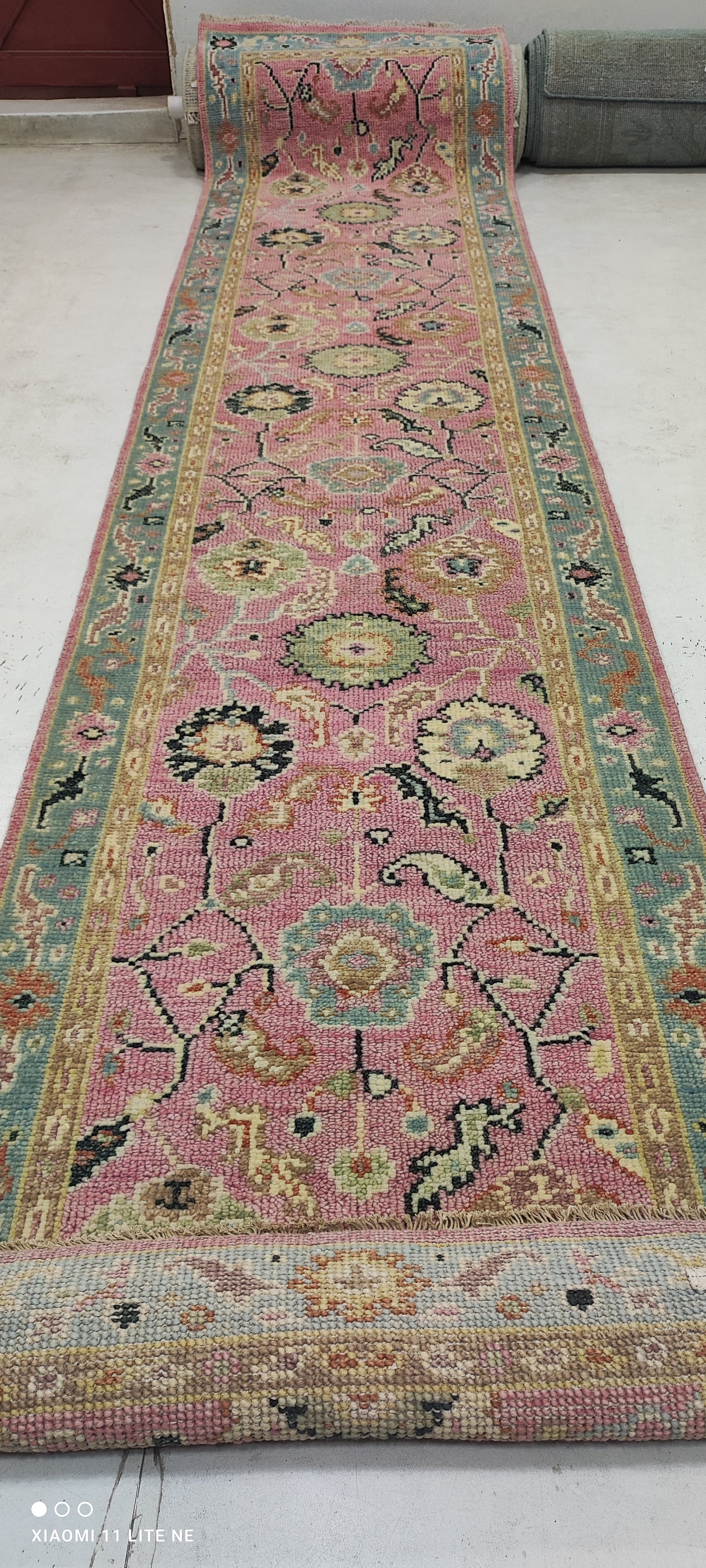 Astrid Weissman 2.6x11.9 Pink Hand-Knotted Oushak Runner