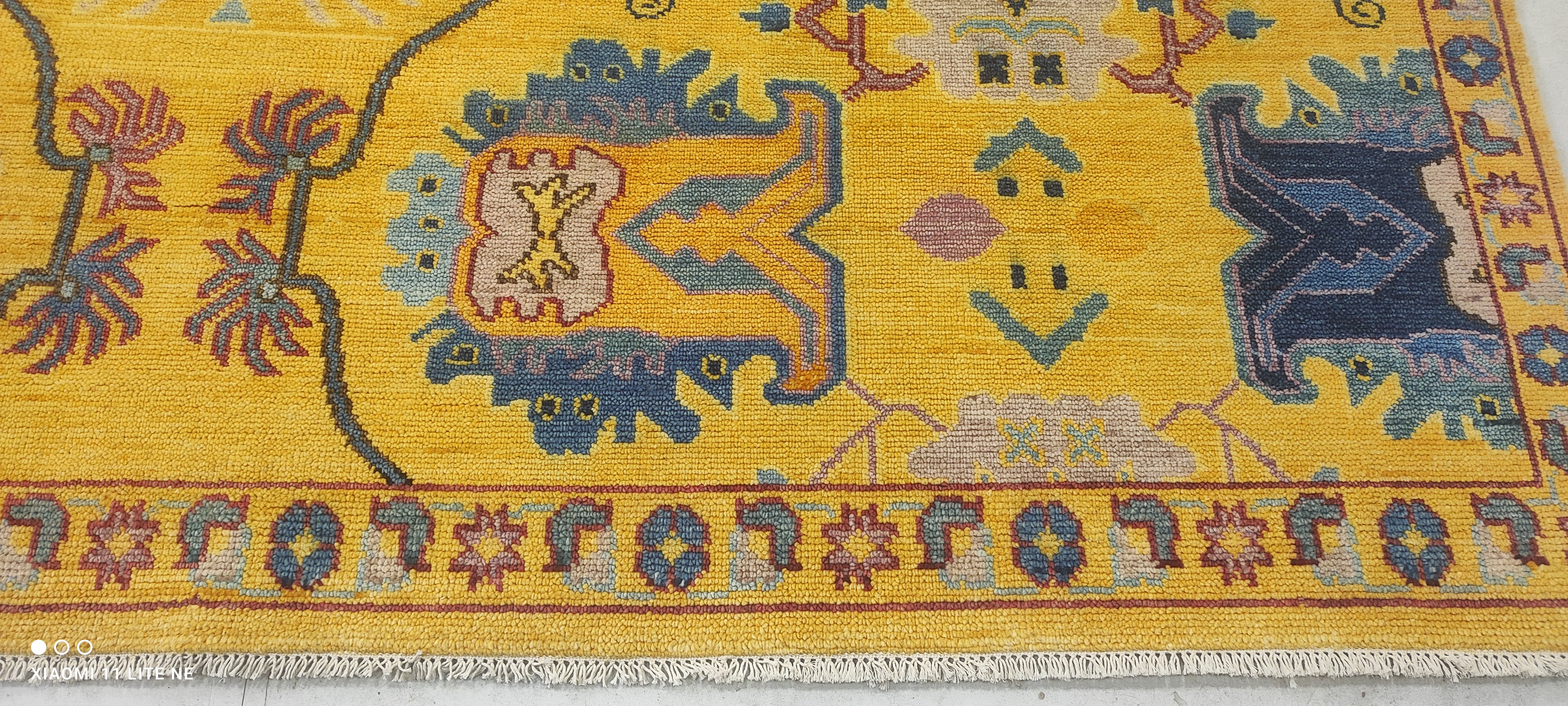 Sophia Rose Wilson 9x12.3 Yellow Hand-Knotted Oushak