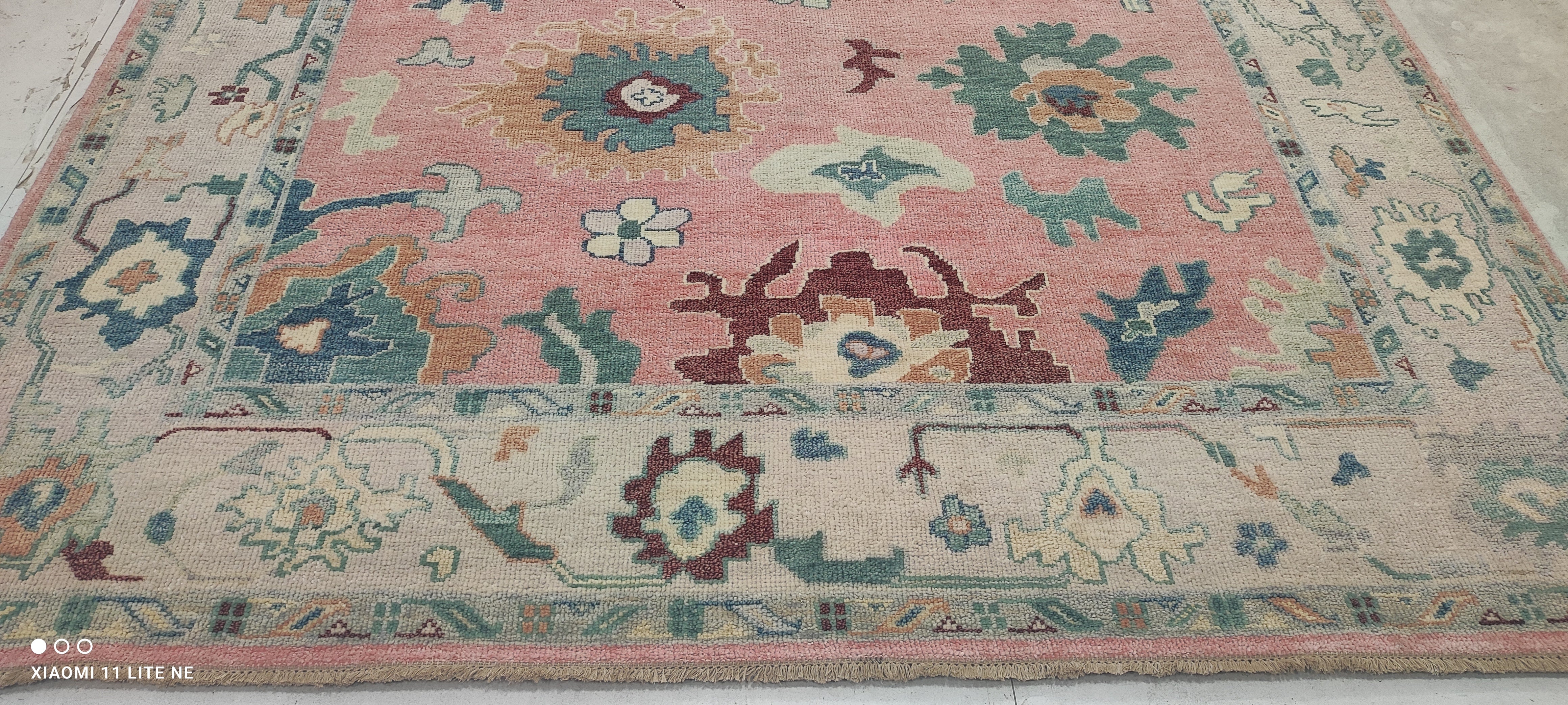 Alanna Ubach 8x9.9 Pink Hand-Knotted Oushak