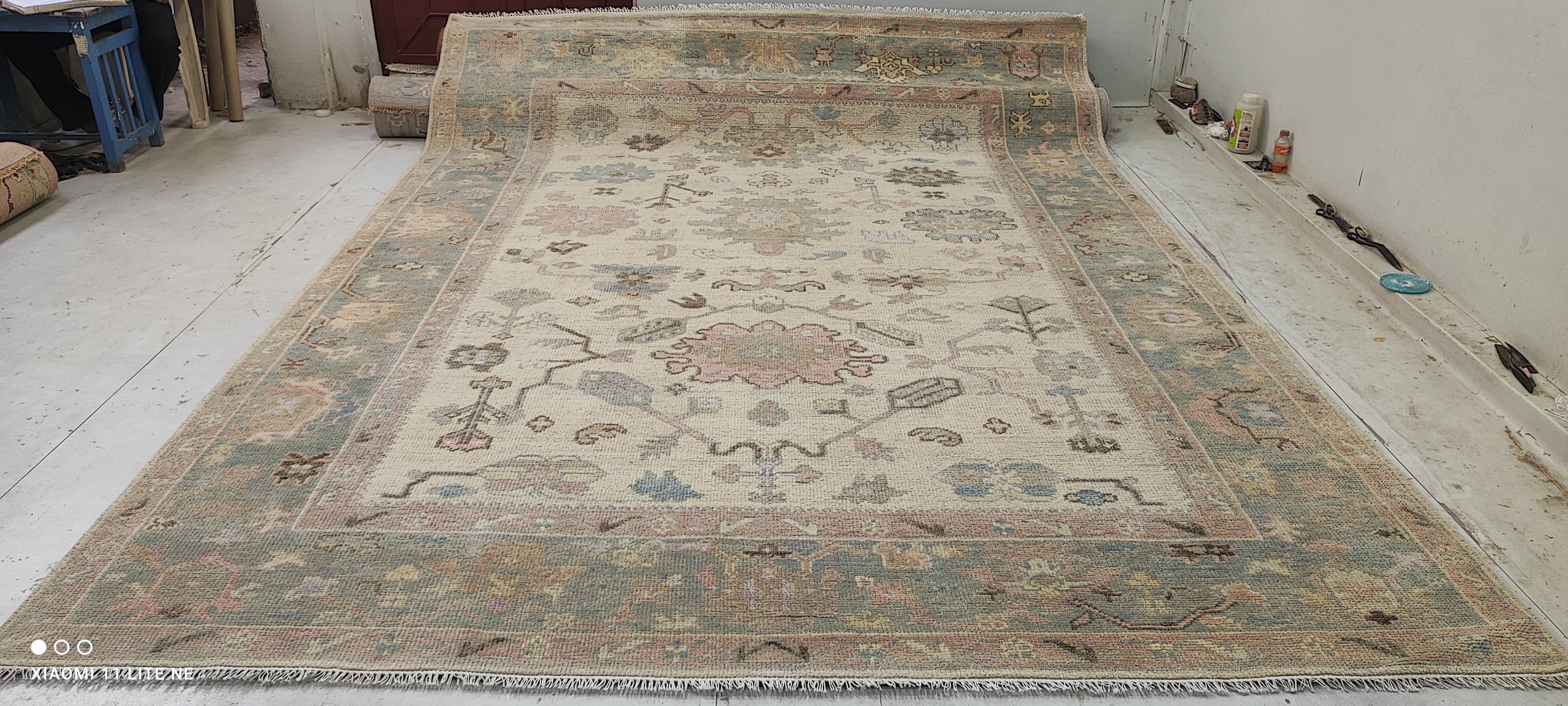 Nika King 9x12.3 Cream Hand-Knotted Oushak