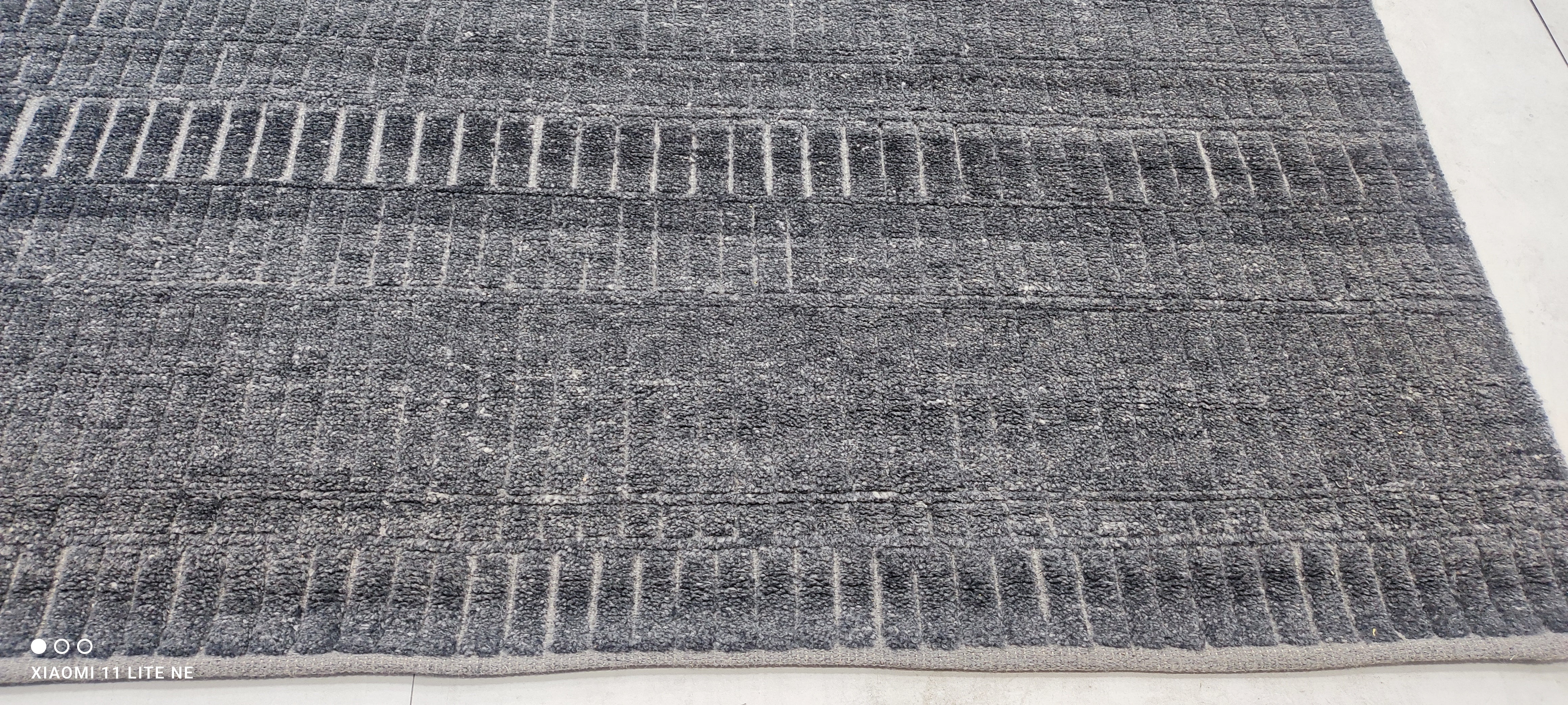 Kevin Alves 11.6x15.3 Hand-Knotted Grey High Low Modern Rug