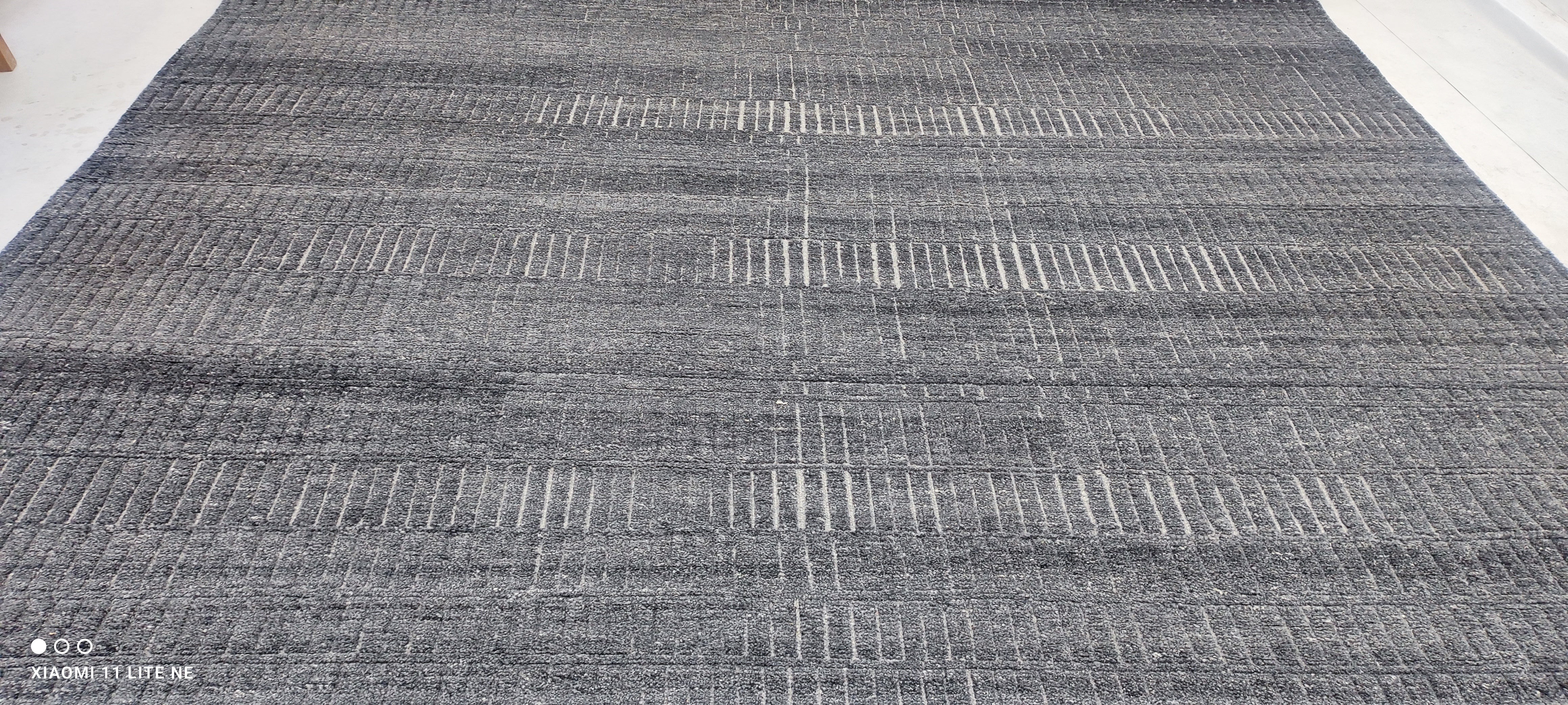 Kevin Alves 11.6x15.3 Hand-Knotted Grey High Low Modern Rug