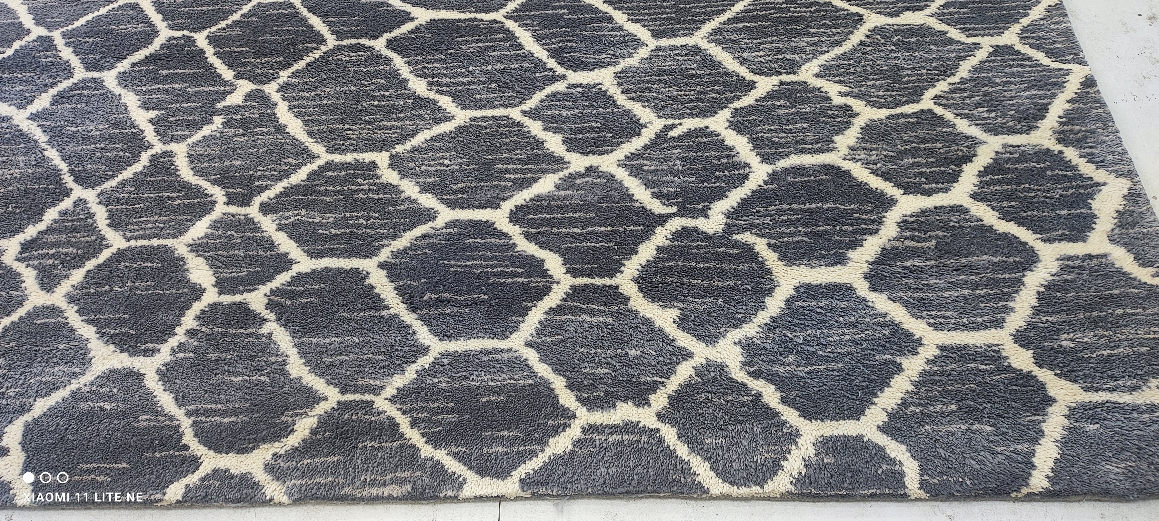 John Reynolds 8x9.9 Hand-Knotted Silver and Grey Modern Rug