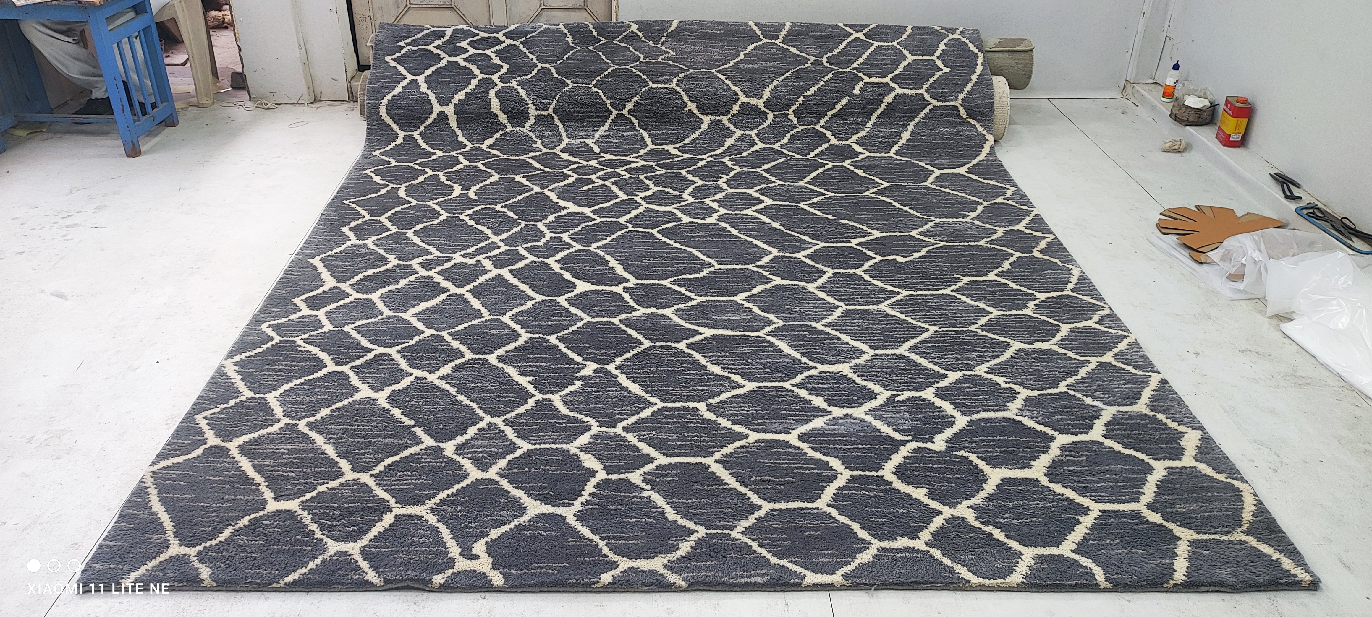 John Reynolds 8x9.9 Hand-Knotted Silver and Grey Modern Rug