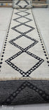 Travis Martinez 2.9x20 Hand-Knotted White and Black Moroccan Style Runner