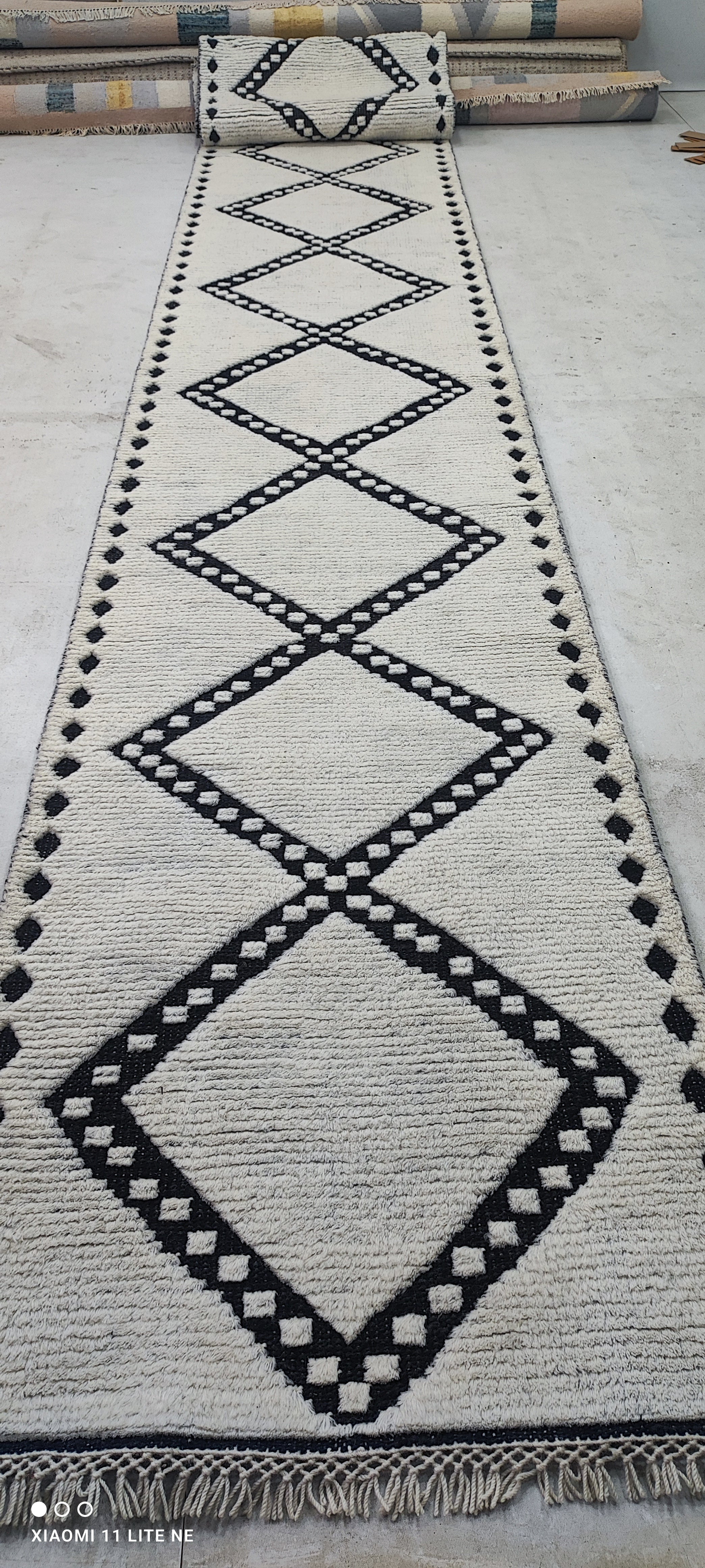 Travis Martinez 2.9x20 Hand-Knotted White and Black Moroccan Style Runner