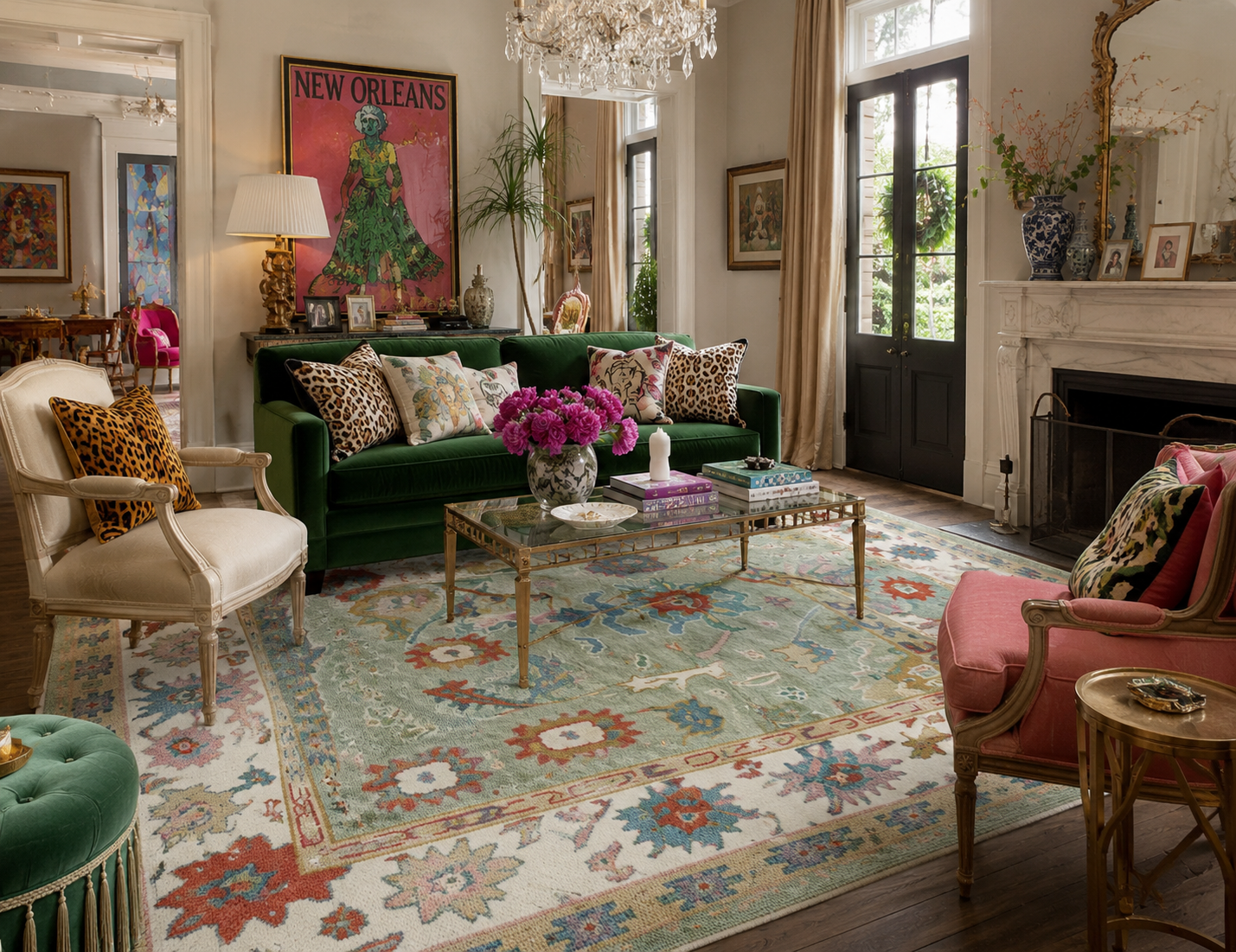 Pearl McKearn 8x10 Multi Color Hand-Knotted Oushak Rug