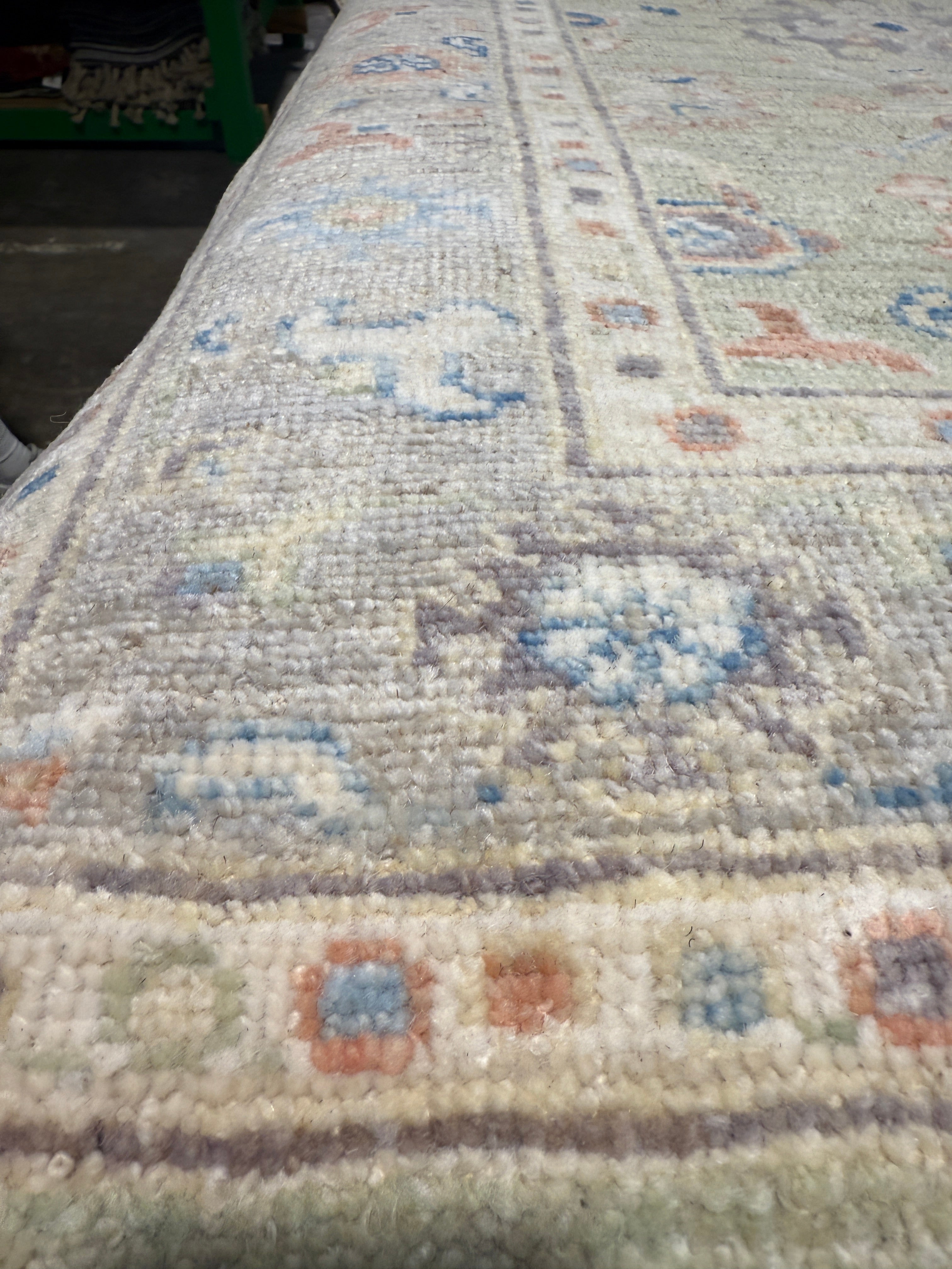 Michèle Laroque 3.1x5 Green Afghani Whitewashed Oushak