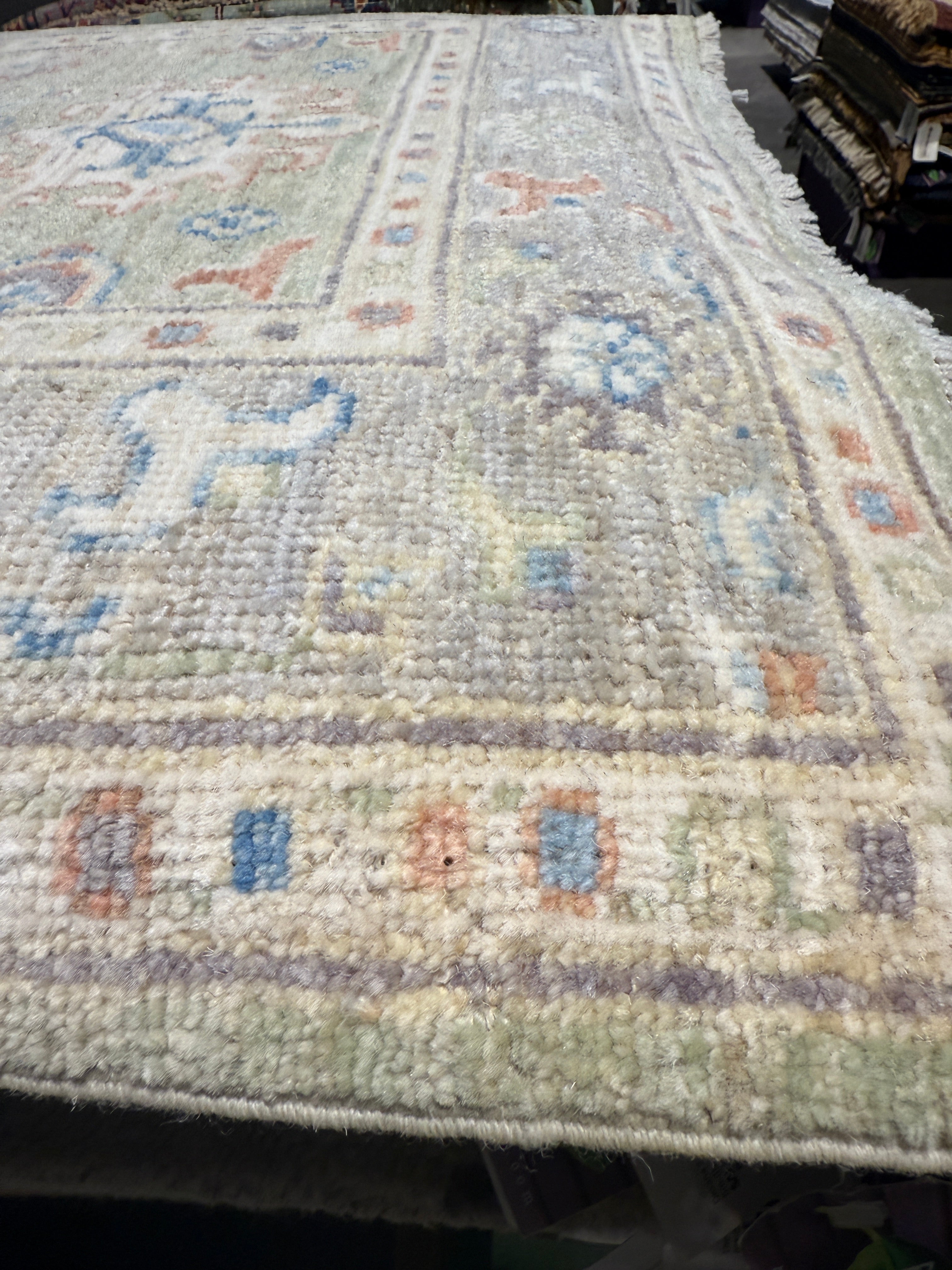 Michèle Laroque 3.1x5 Green Afghani Whitewashed Oushak