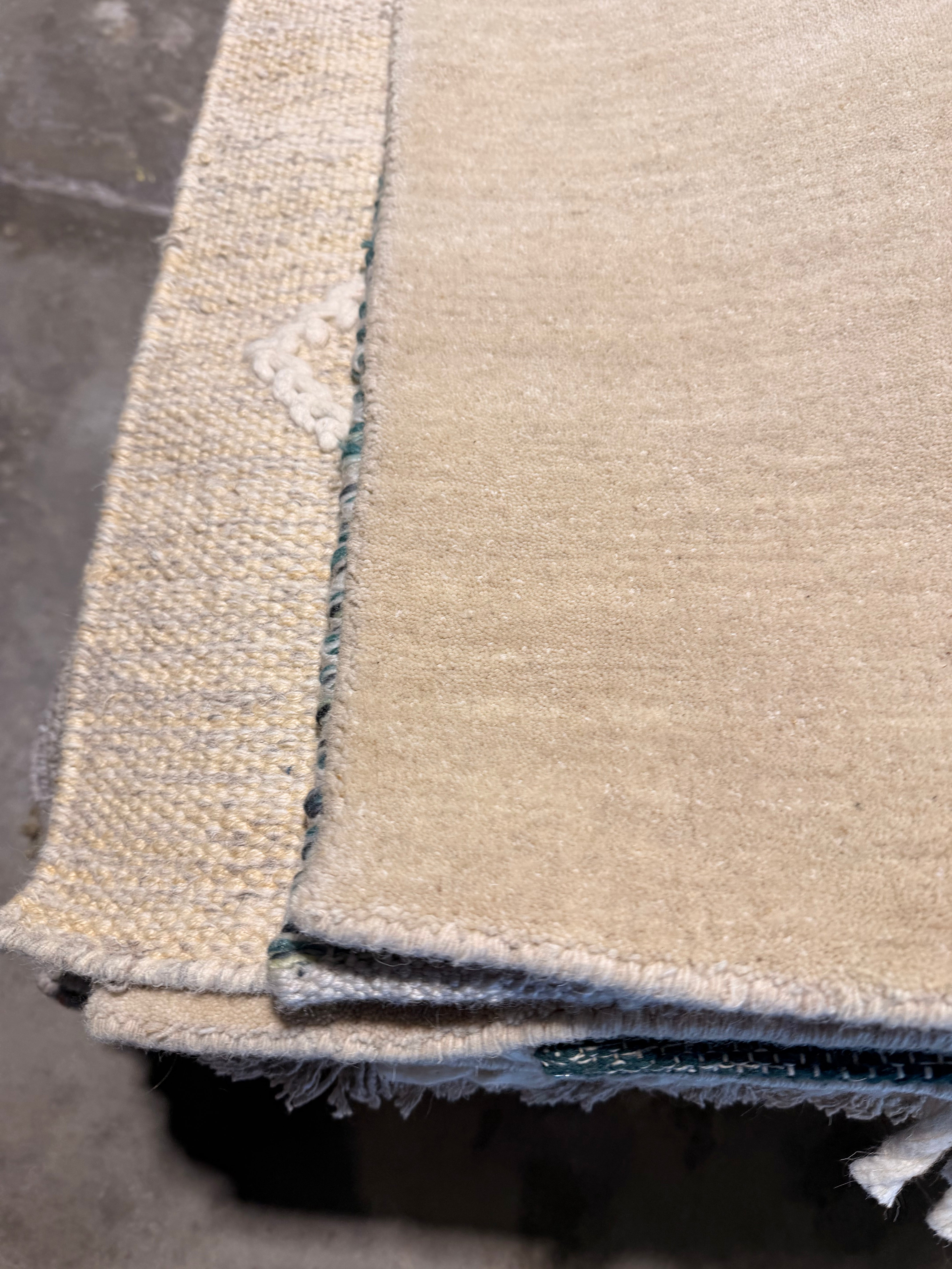 Aretha 8x11  Ivory and Blue Handwoven Modern Rug