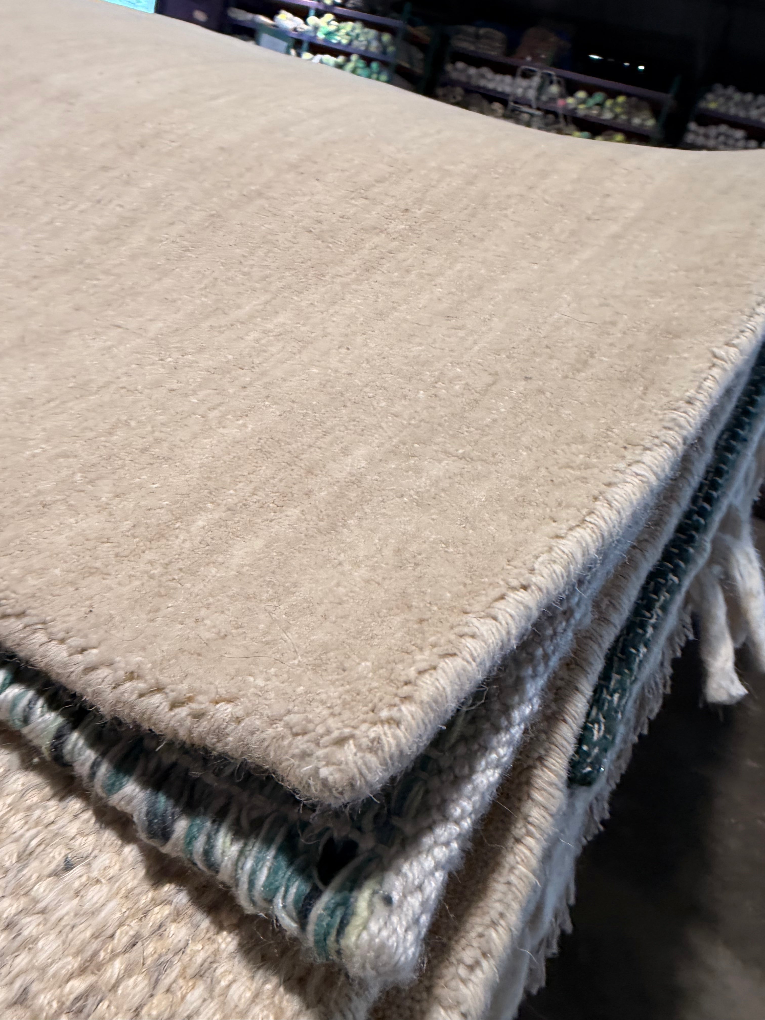 Aretha 8x11  Ivory and Blue Handwoven Modern Rug